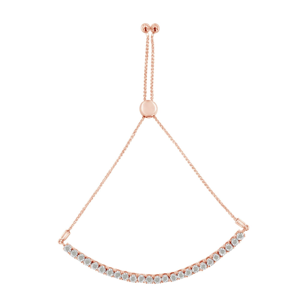 Pulsera de tenis bolo ajustable de 10 a 25 cm de plata de ley 925 con diamantes de 1/4 ct engastados milagros (color IJ, claridad I3) - Friggin Jewelry
