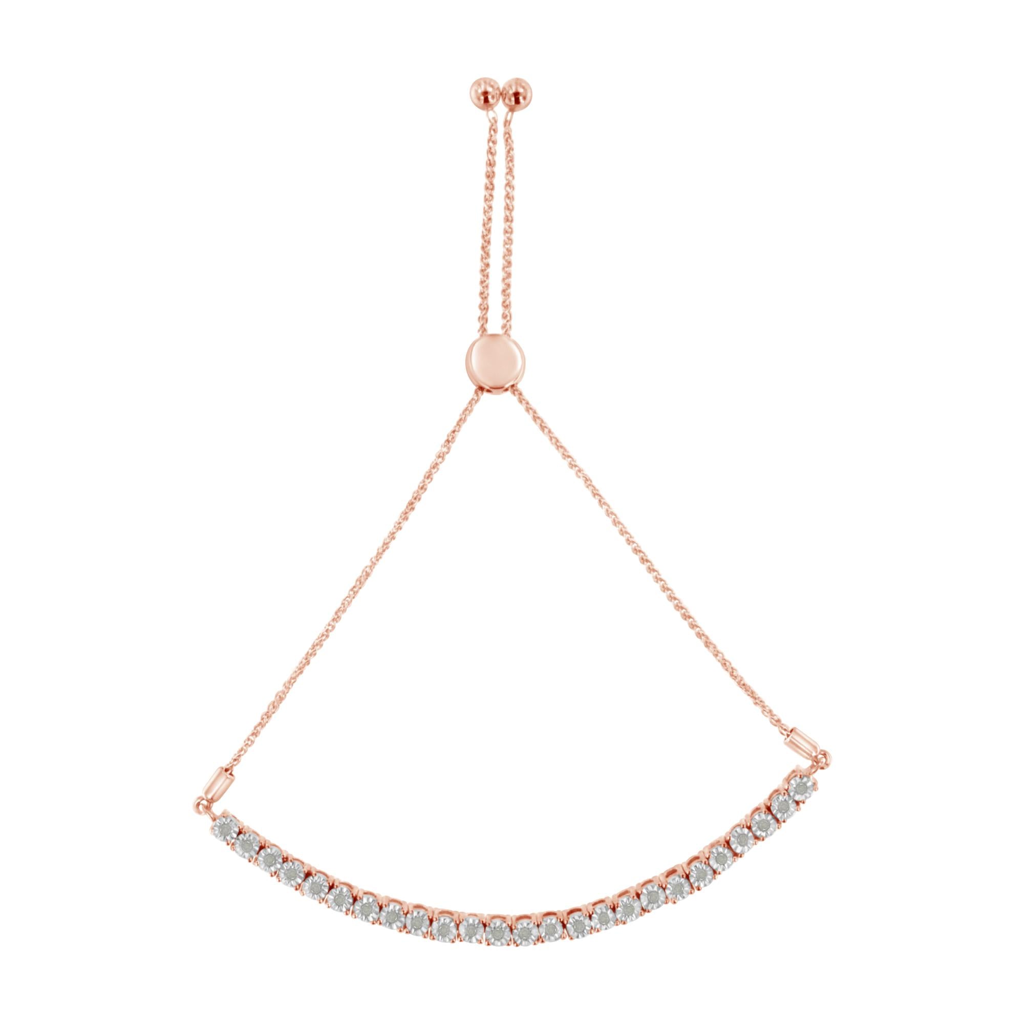 Pulsera de tenis bolo ajustable de 10 a 25 cm de plata de ley 925 con diamantes de 1/4 ct engastados milagros (color IJ, claridad I3) - Friggin Jewelry
