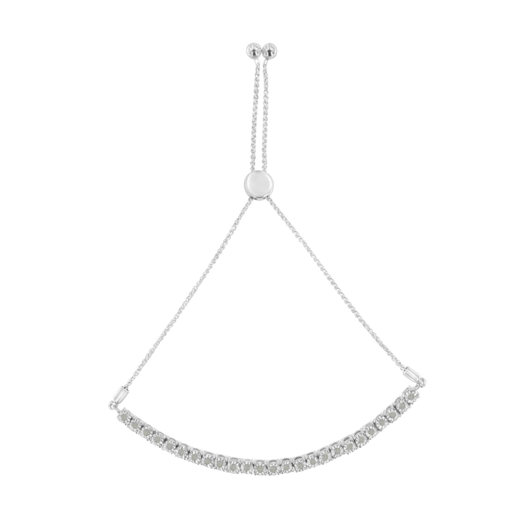 Pulsera de tenis bolo ajustable de 10 a 25 cm de plata de ley 925 con diamantes de 1/4 ct engastados milagros (color IJ, claridad I3) - Friggin Jewelry