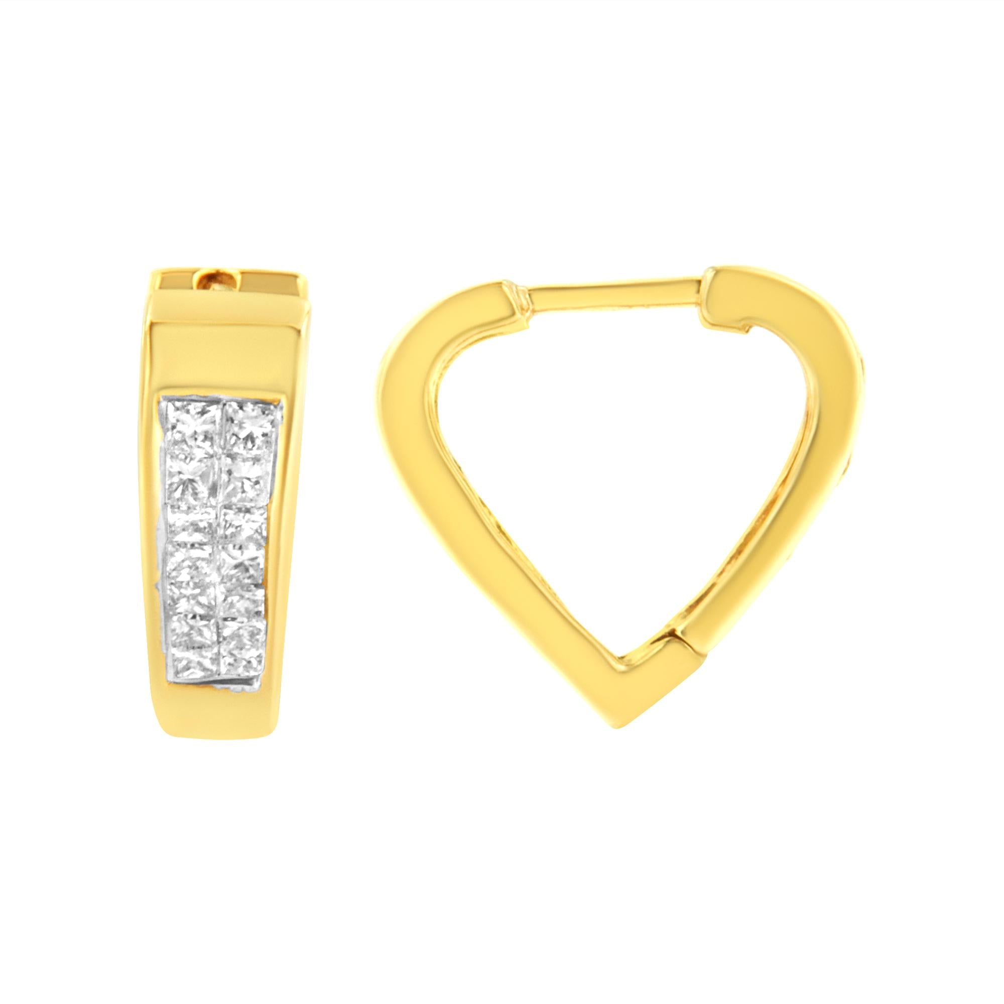 14K Yellow Gold Diamond Huggy Earrings (1/2 cttw, H-I Color, SI2-I1 Clarity) - Friggin Jewelry