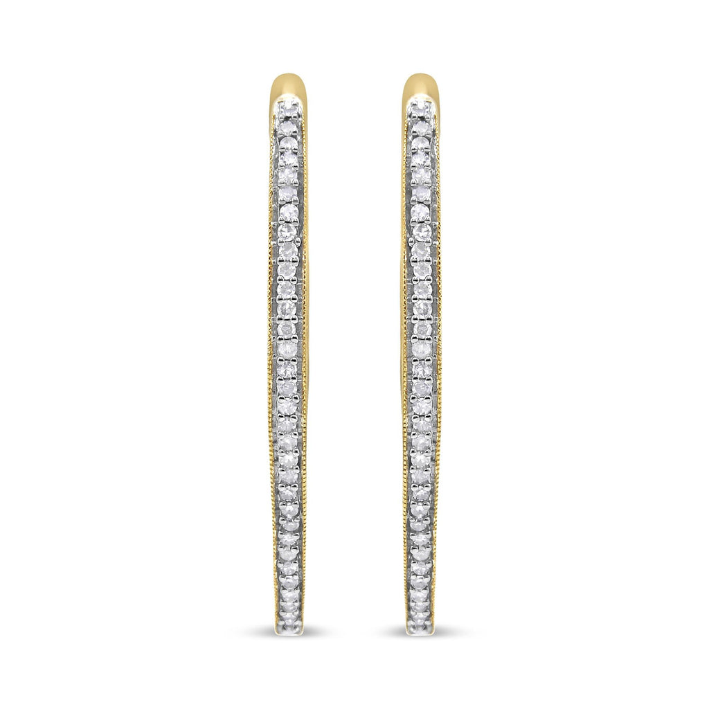 Aretes de oro amarillo de 10 k con diamantes de talla redonda (1 ct, color IJ, claridad I2-I3) - Friggin Jewelry