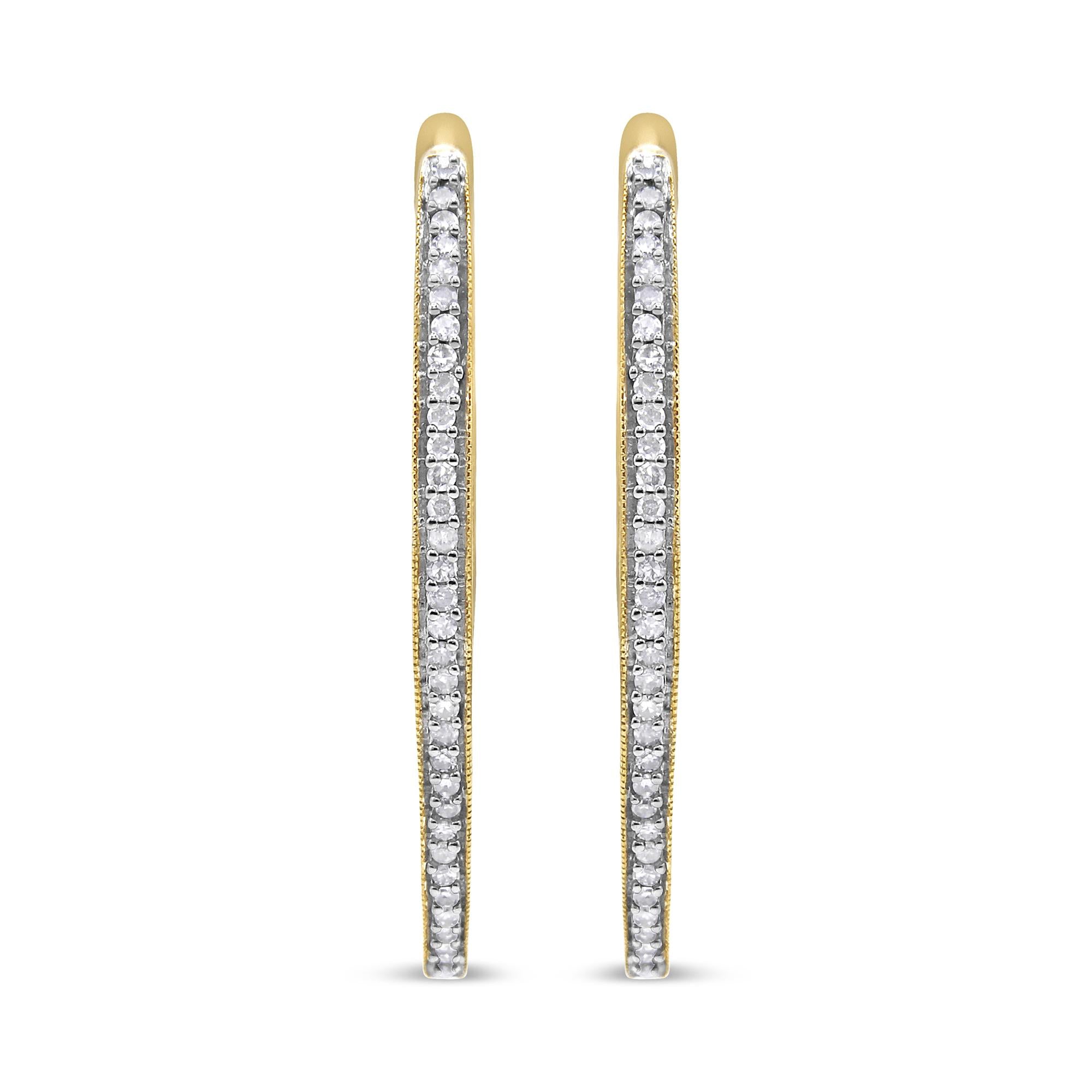 Orecchini in oro giallo 10k con diamanti taglio rotondo (1 carato, colore IJ, purezza I2-I3) - Friggin Jewelry