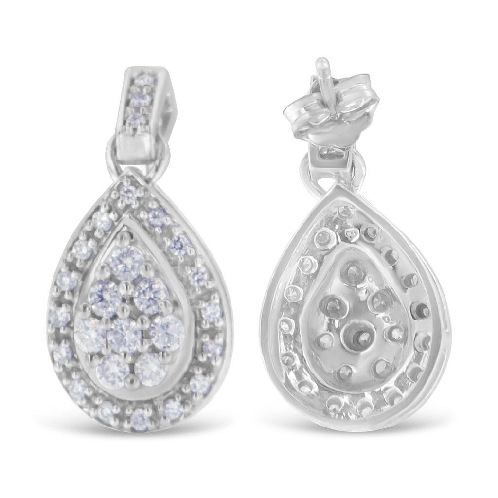10k White Gold Round Cut Diamond Earrings (0.75 cttw, H-I Color, I1-I2 Clarity) - Friggin Jewelry