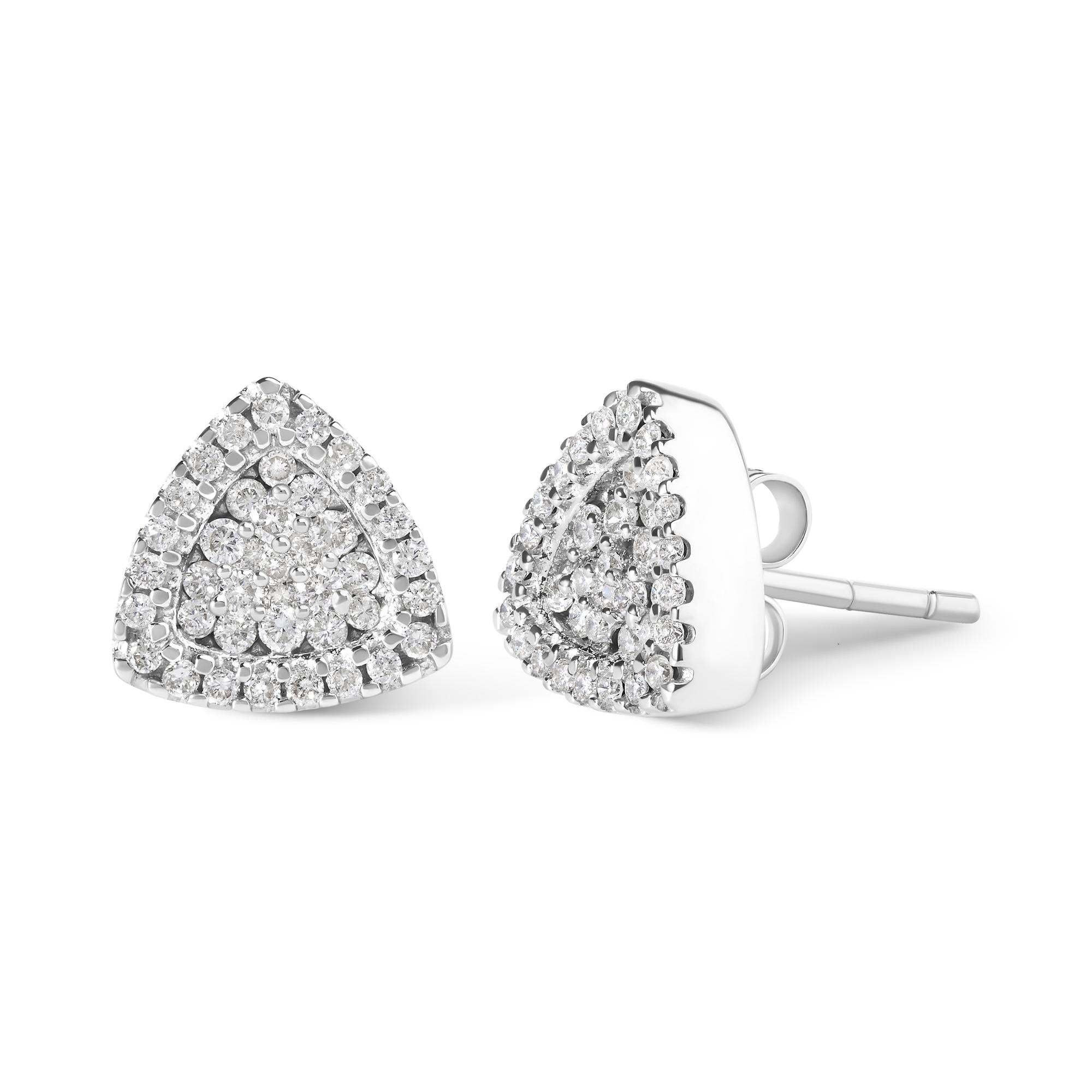 14K White Gold 1/2 cttw Trillion Shaped Diamond Stud Earrings (H-I Clarity, SI2-I1 Color) - Friggin Jewelry