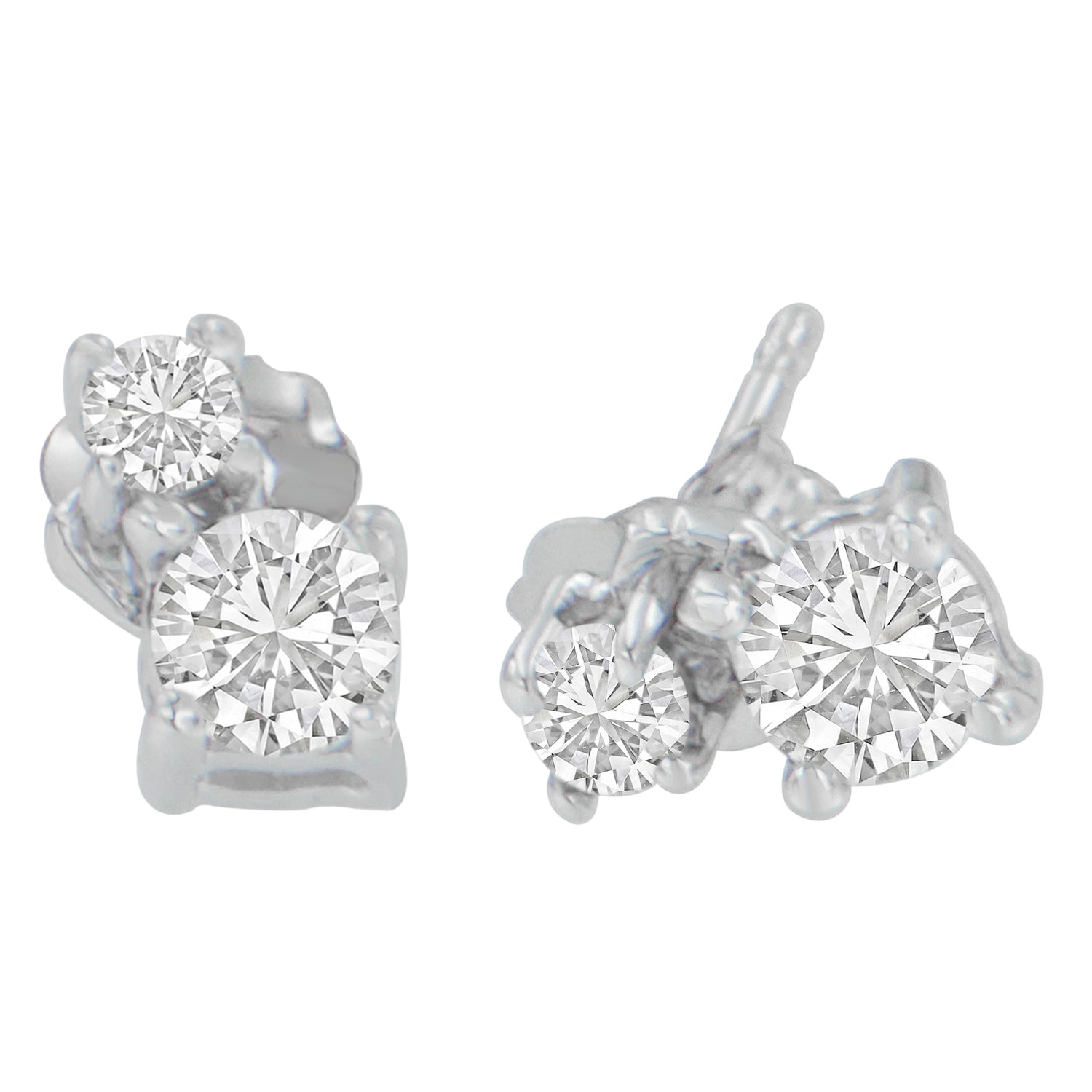 14K White Gold 1/2 cttw Round Cut Diamond Earrings (H-I, SI2-I1) - Friggin Jewelry