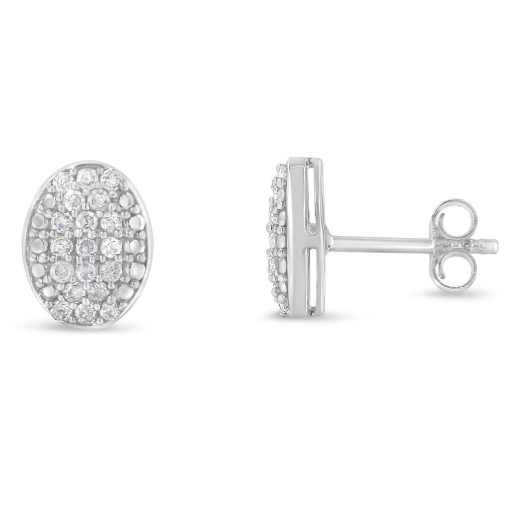Pendientes de plata de ley con diamantes redondos y ovalados (1/2 ct, color IJ, claridad I2-I3) - Friggin Jewelry