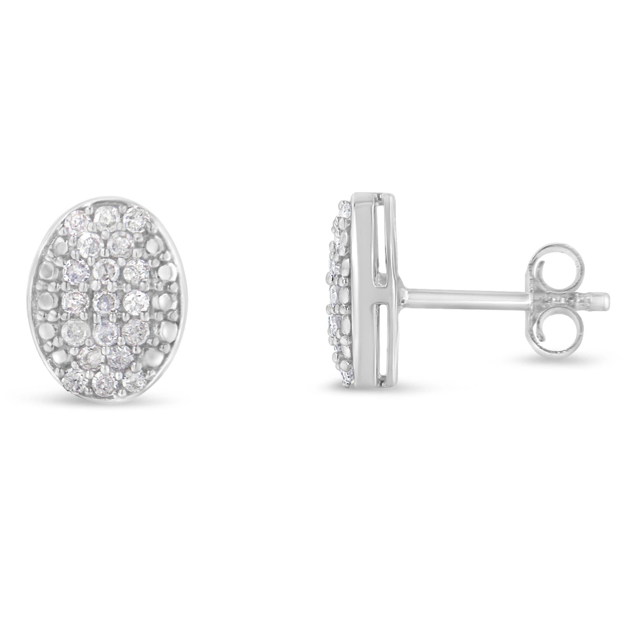 Pendientes de plata de ley con diamantes redondos y ovalados (1/2 ct, color IJ, claridad I2-I3) - Friggin Jewelry