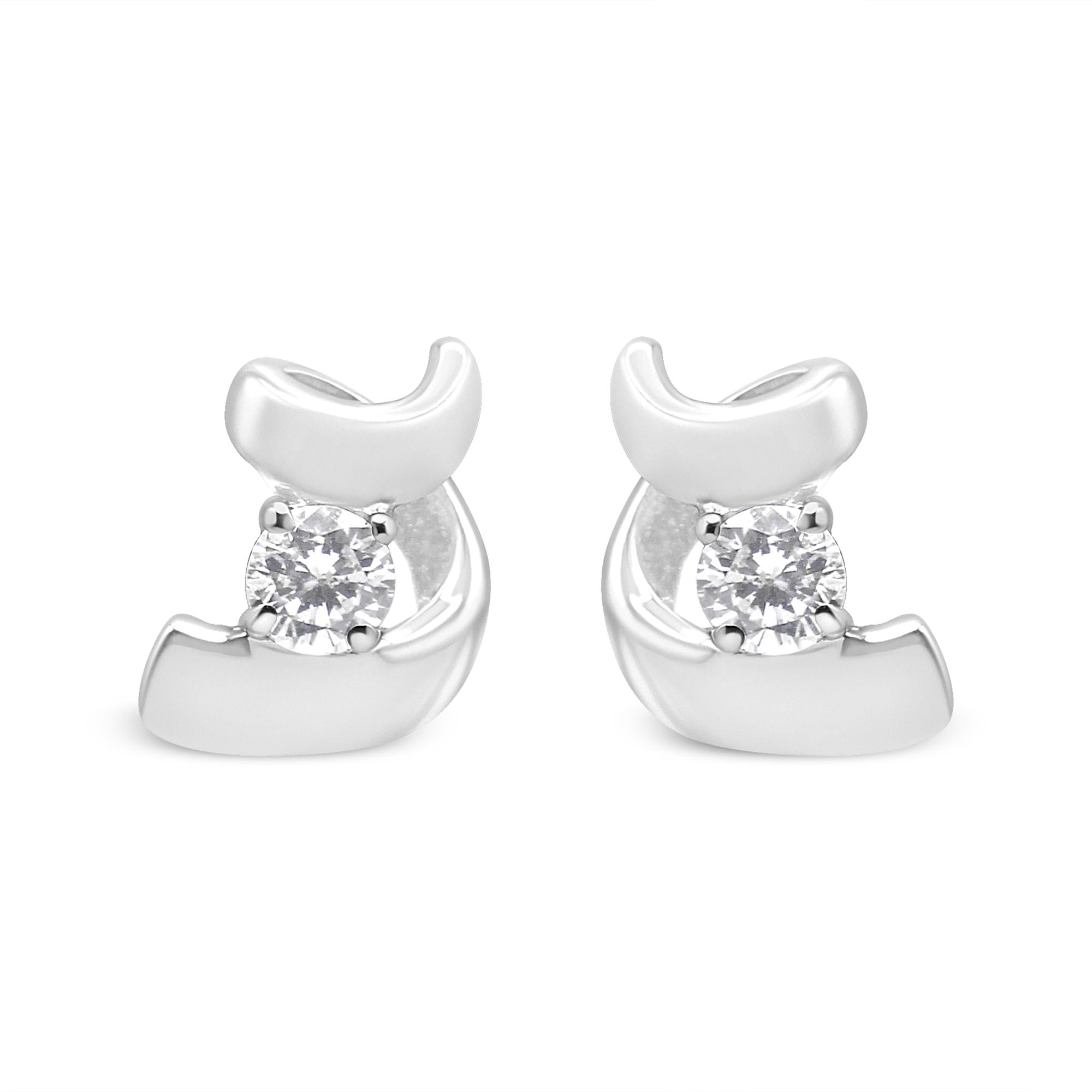 .925 Sterling Silver Round Cut Diamond Fashion Earrings (0.10 cttw, I-J Color, I2-I3 Clarity) - Friggin Jewelry