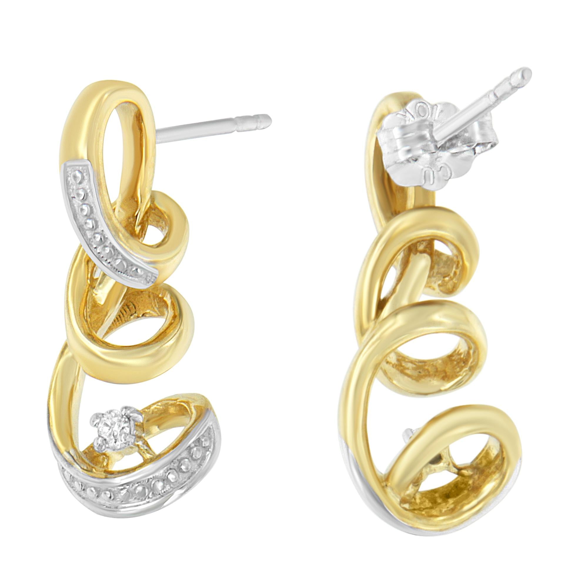 Espira 10K Two Tone Gold Round cut Diamond Earring (0.05 cttw, J-K Color, I2-I3 Clarity) - Friggin Jewelry