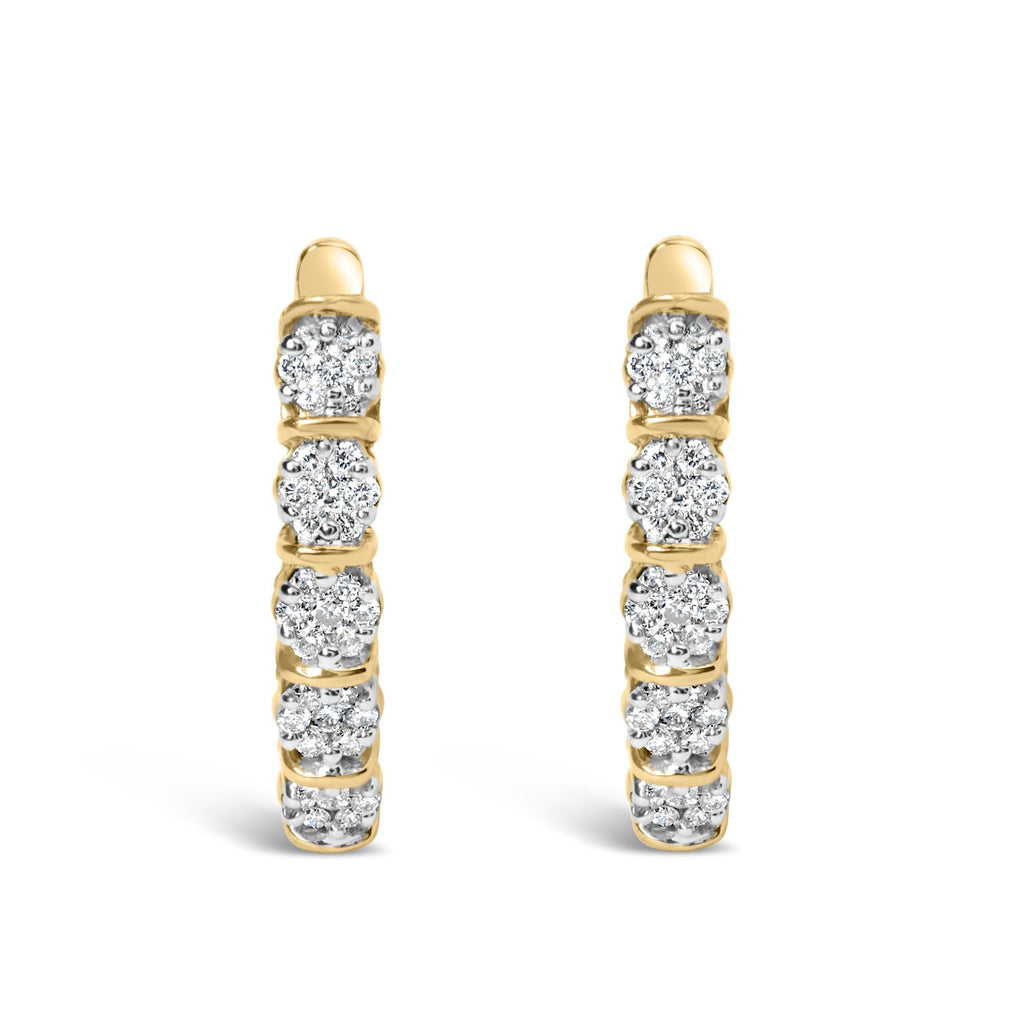 Aros de oro amarillo de 14 k con diamantes de 1/2 ct (color HI, claridad SI2-I1) - Friggin Jewelry