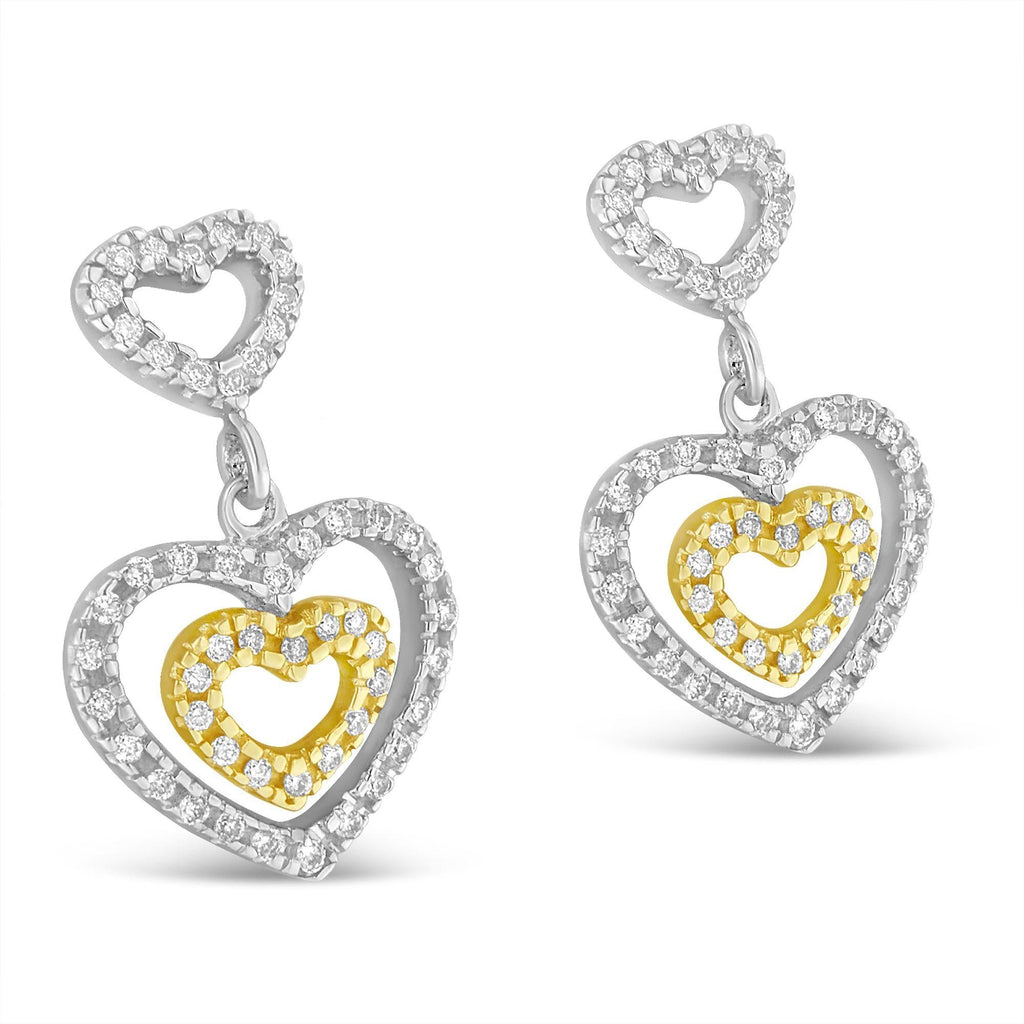 14K Two Toned 1/2 cttw Round Cut Diamond Earrings (H-I, SI1-SI2) - Friggin Jewelry