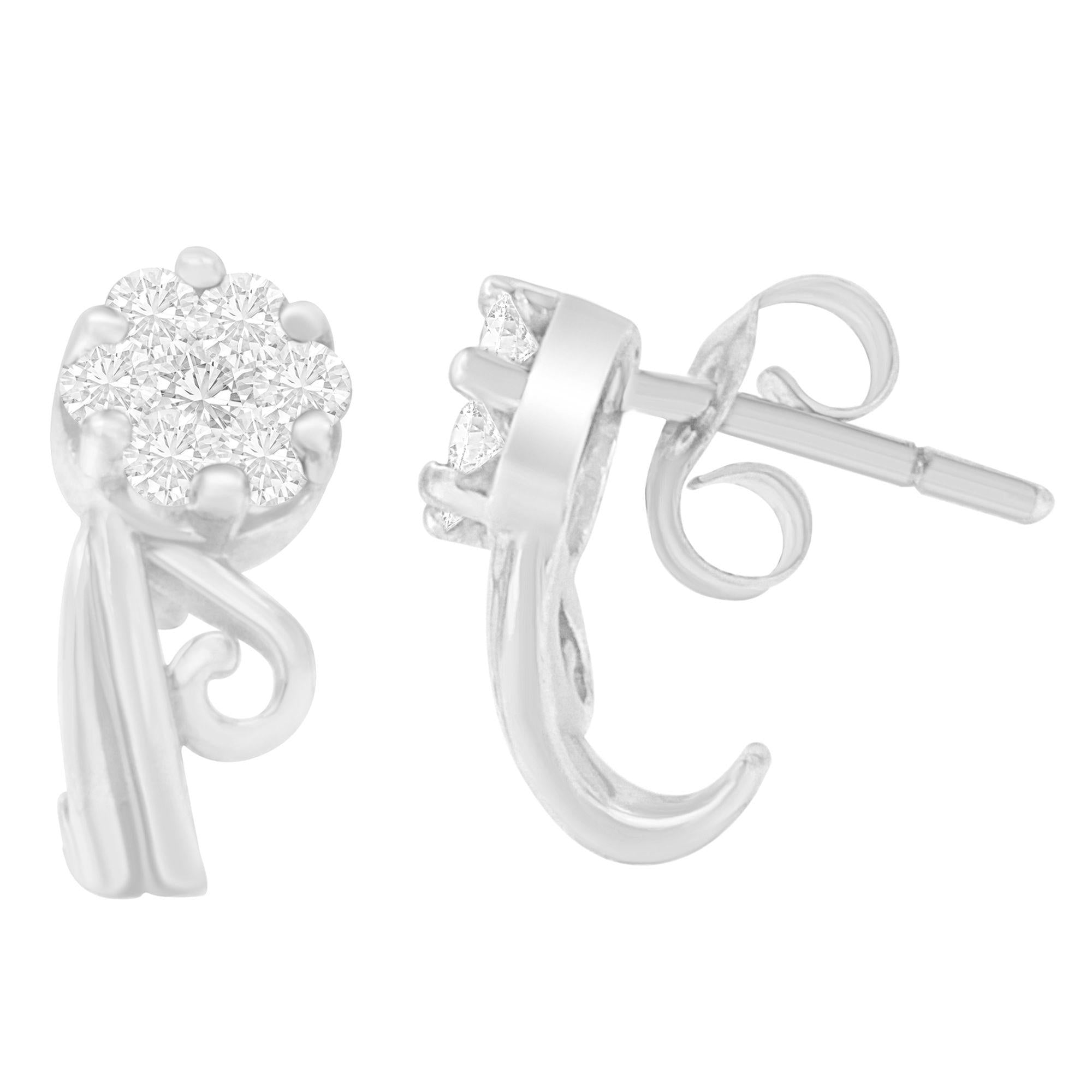 14K White Gold 1/2 cttw Round Cut Diamond Earrings (H-I, I1-I2) - Friggin Jewelry