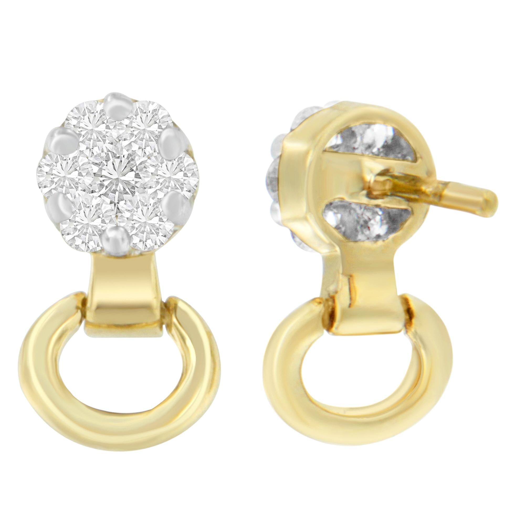 Aretes de oro amarillo de 14 quilates con diamantes de 1/2 ct (IJ, SI1-SI2) - Friggin Jewelry