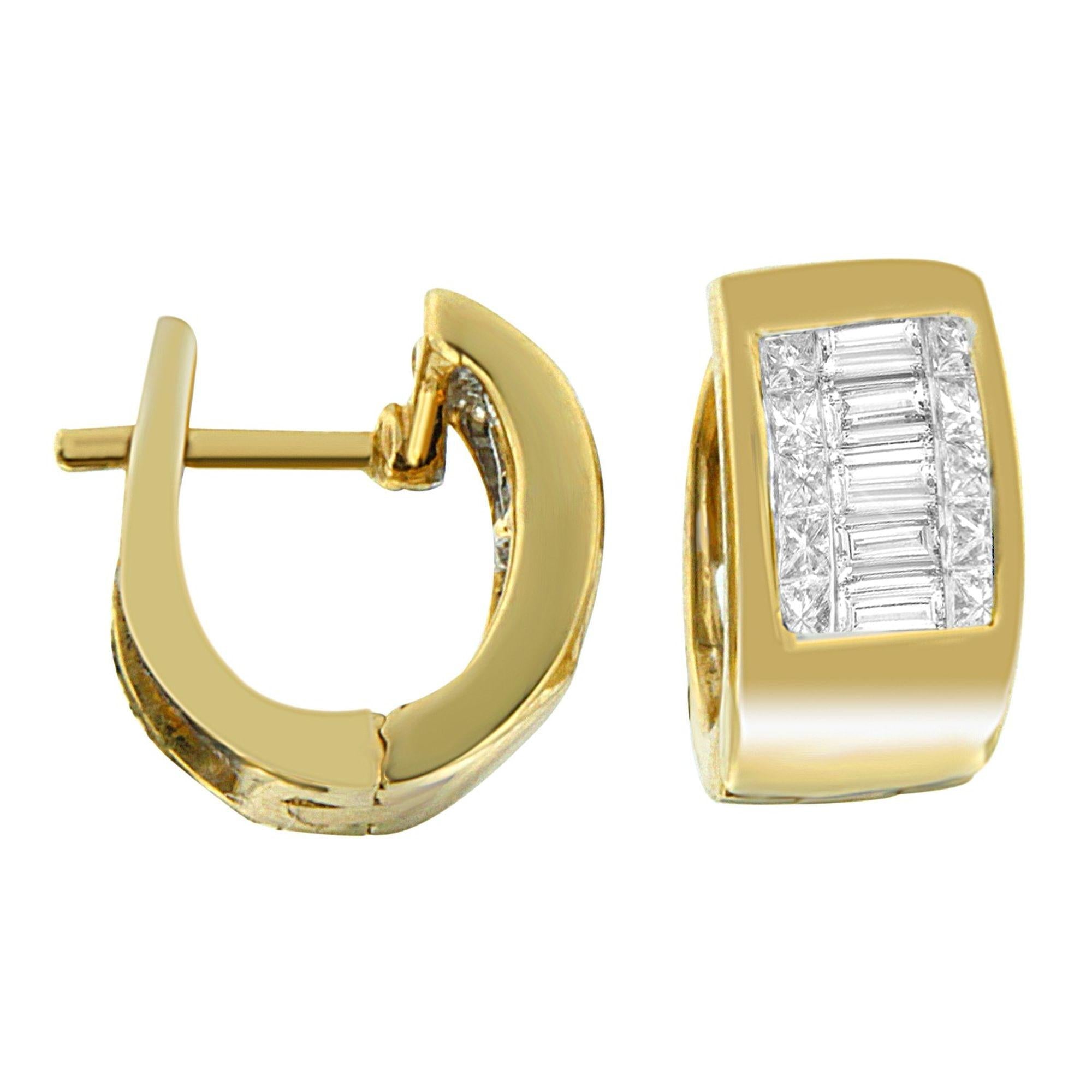14K Yellow Gold 1/2 cttw Diamond Huggie Earrings (H-I, VS2-SI1) - Friggin Jewelry