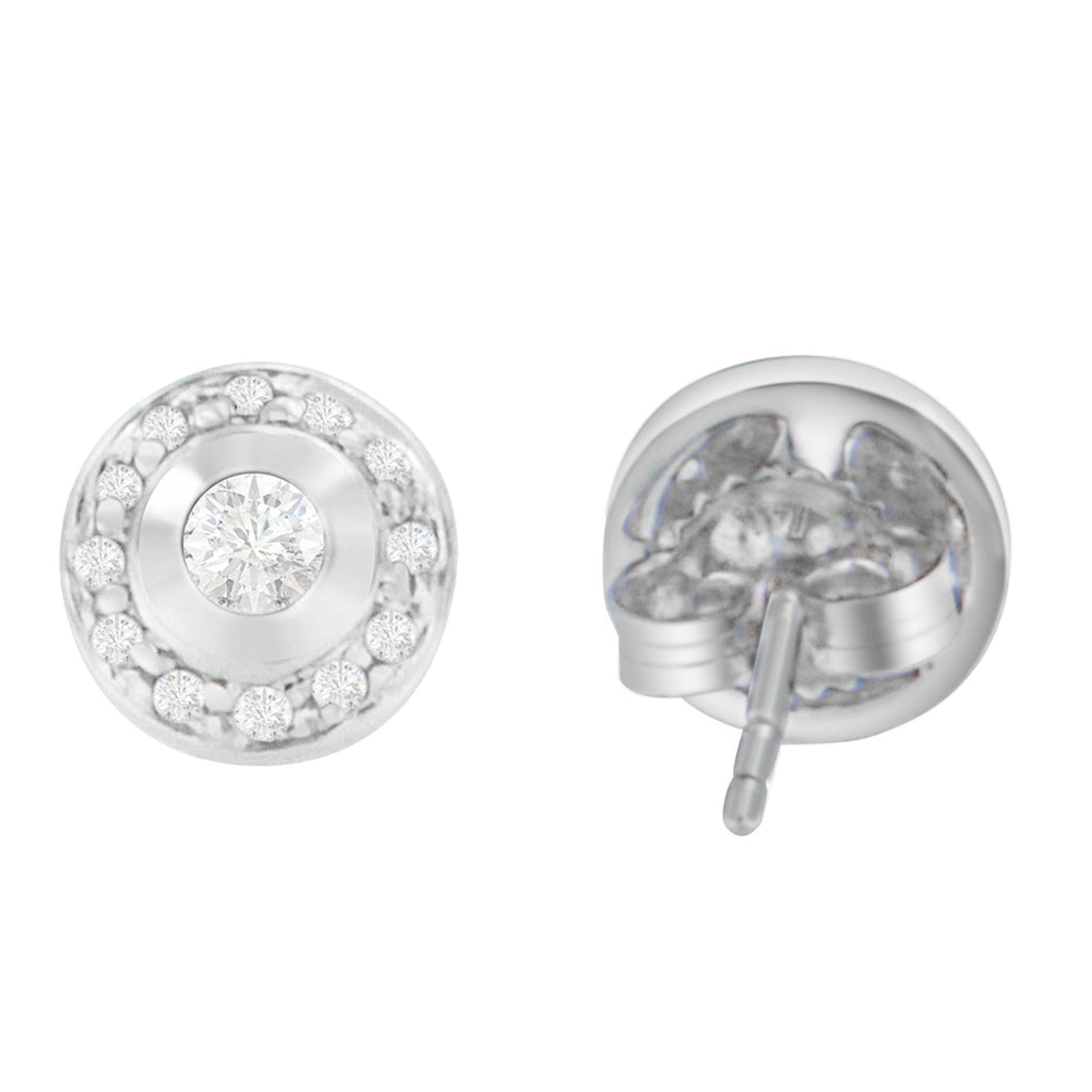 Pendientes de oro blanco de 14 quilates con diamantes de talla redonda de 1/3 ct (HI, SI2-I1) - Friggin Jewelry