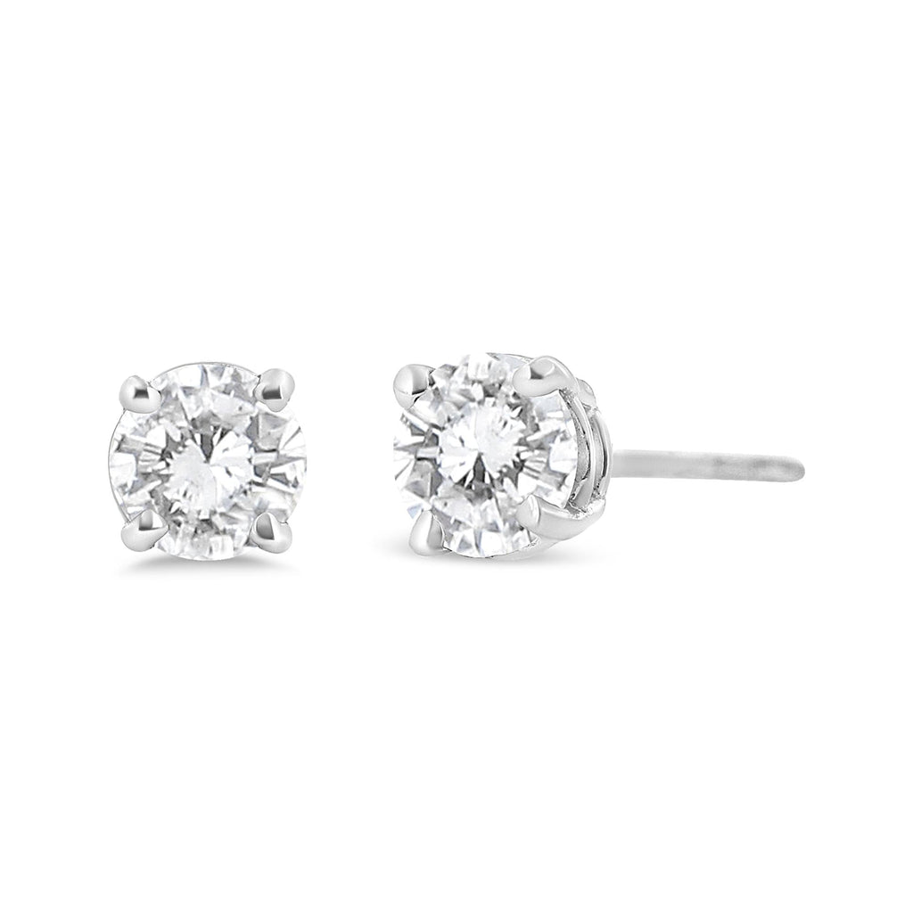 14K White Gold 3/4 Cttw Lab Grown Diamond 4-Prong Classic Stud Earrings (F-G Color, VS2-SI1 Clarity) - Friggin Jewelry