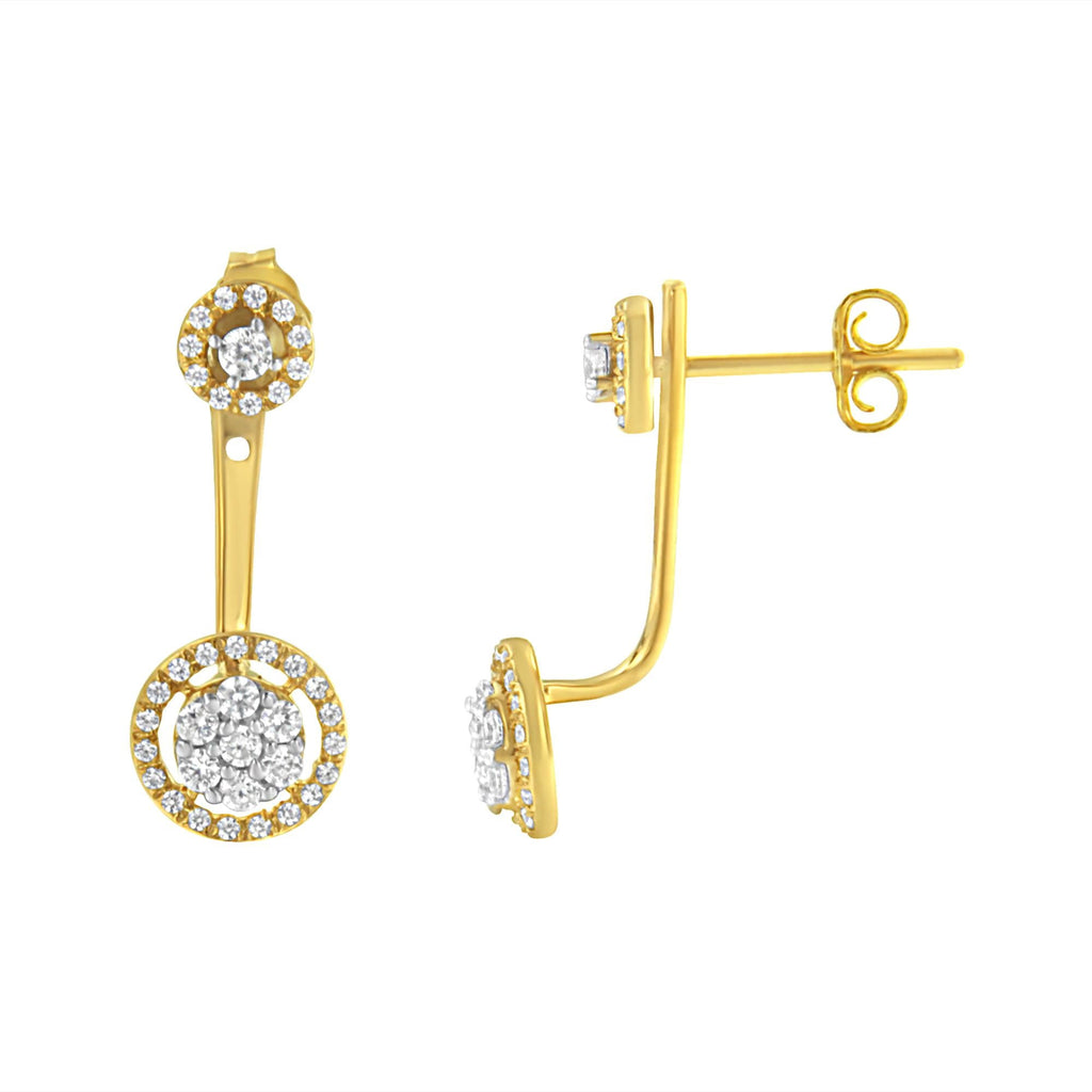 14K Yellow Gold Plated .925 Sterling Silver 5/8 Cttw Diamond Removable Stud and Dangle Earrings (I-J Color, I2-I3) - Friggin Jewelry