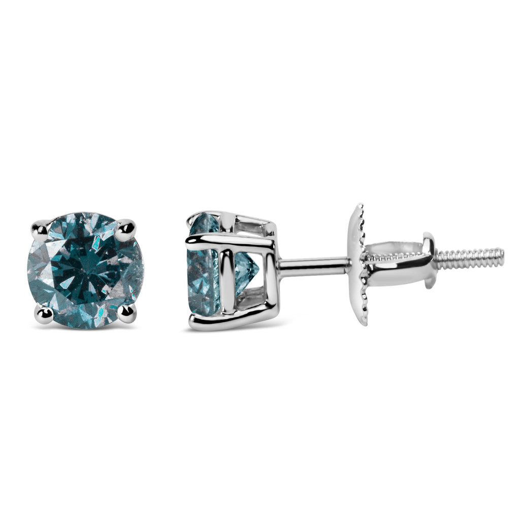 Aretes de oro de 14 quilates con diamantes azules cultivados en laboratorio y cierre de rosca - Friggin Jewelry