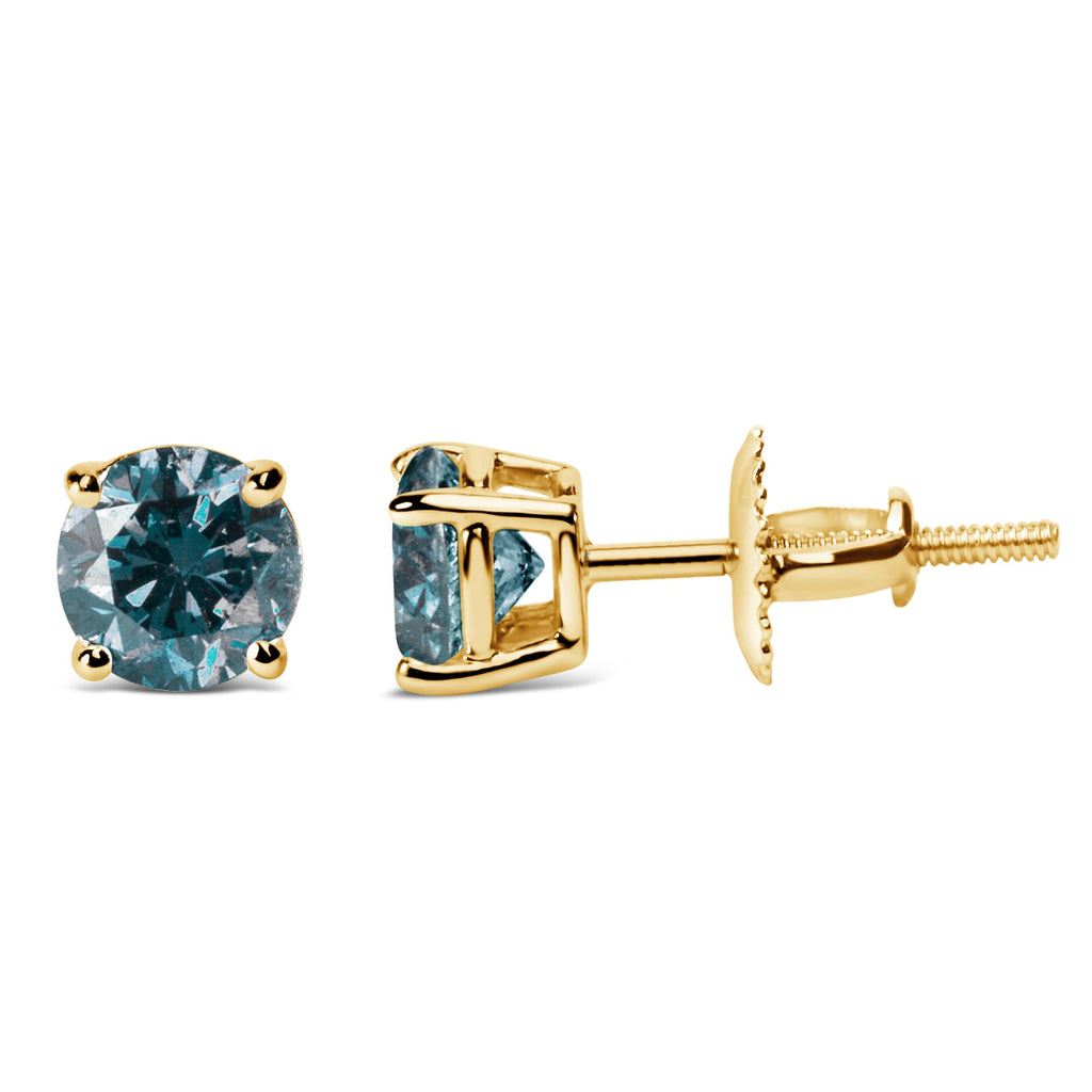 Aretes de oro de 14 quilates con diamantes azules cultivados en laboratorio y cierre de rosca - Friggin Jewelry