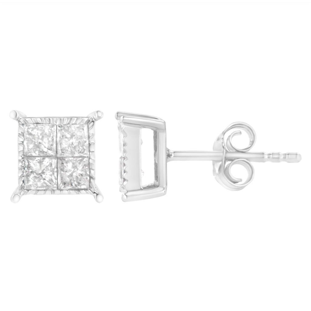 Sterling Silver 3/4 cttw Composite Diamond Stud Earrings (I-J, I2-I3) - Friggin Jewelry