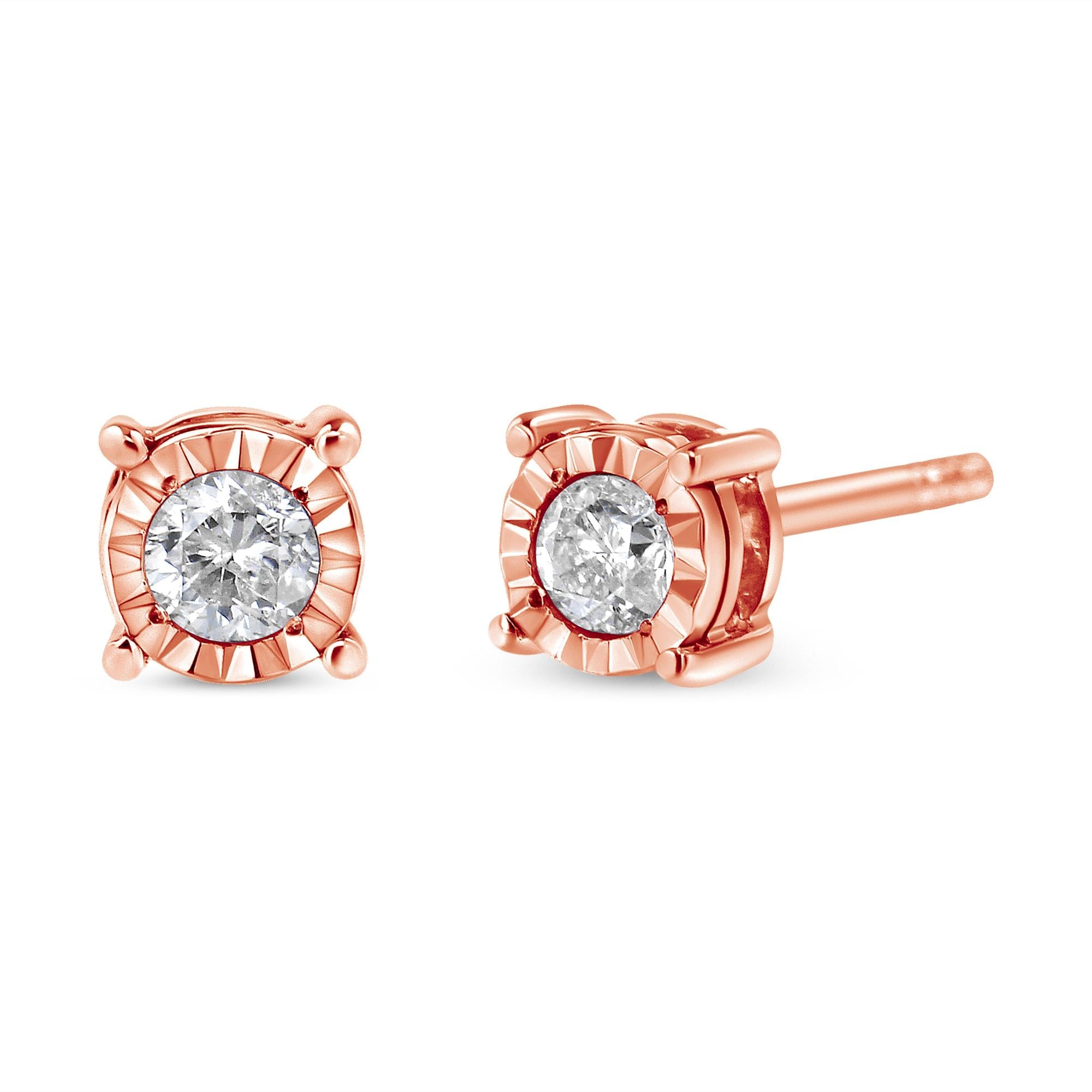 Pendientes de botón de plata de ley 925 con diamantes redondos casi incoloros de 1/5 quilates engastados milagros - Friggin Jewelry