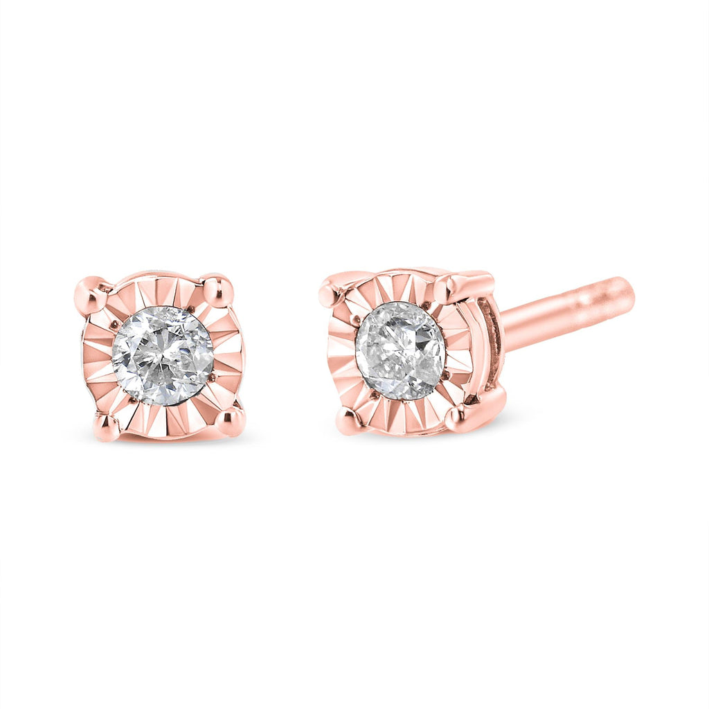 Orecchini a bottone in argento sterling 925 con diamanti taglio brillante rotondo da 1/10 ct - Friggin Jewelry
