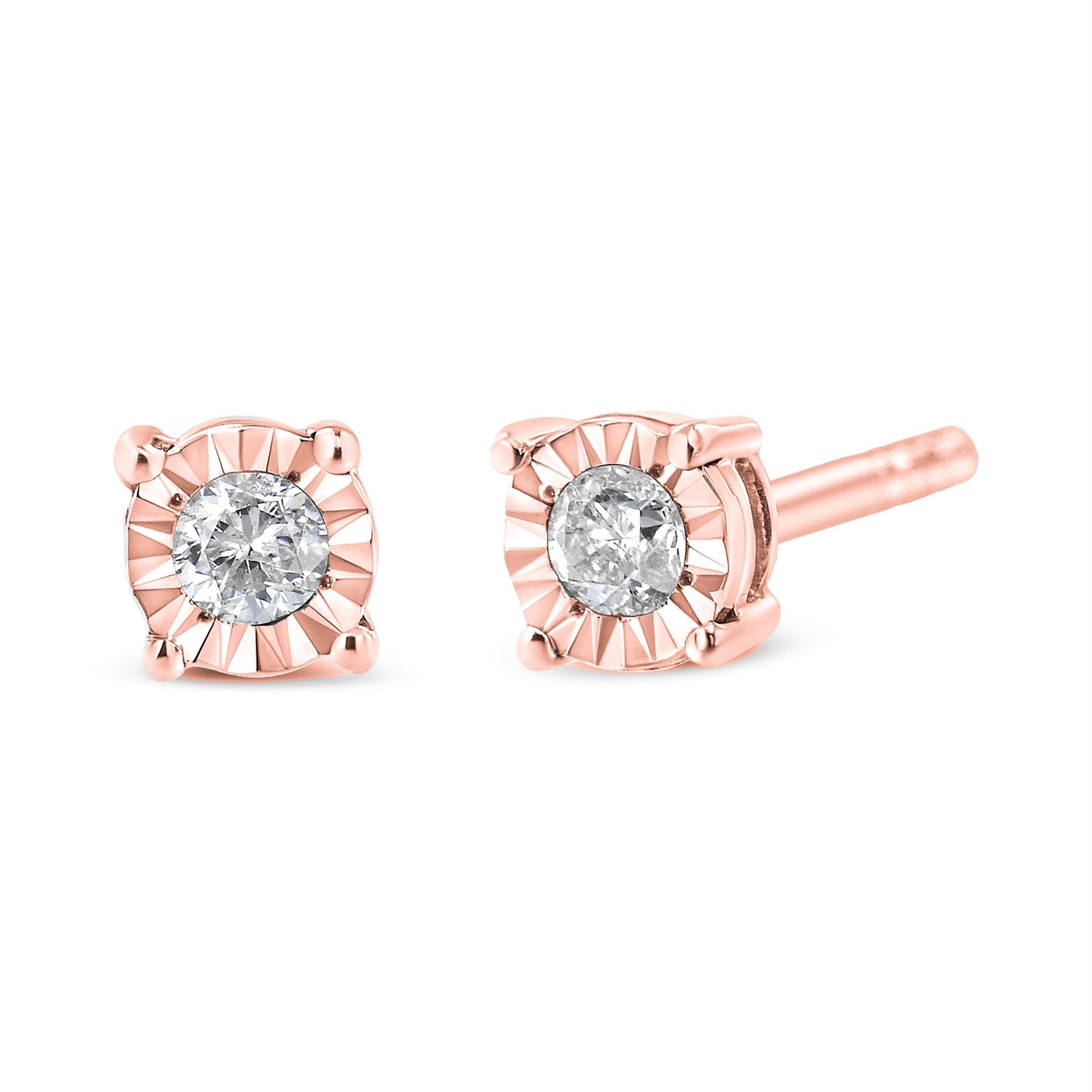 Orecchini a bottone in argento sterling 925 con diamanti taglio brillante rotondo da 1/10 ct - Friggin Jewelry