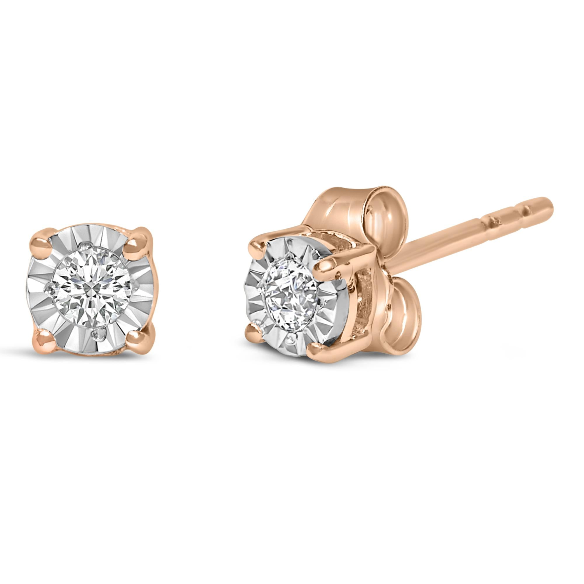 Aretes de plata de ley 925 con diamantes cultivados en laboratorio de talla brillante redonda de 1/10 quilates engastados milagros (color FG, claridad VS1-VS2) - Friggin Jewelry