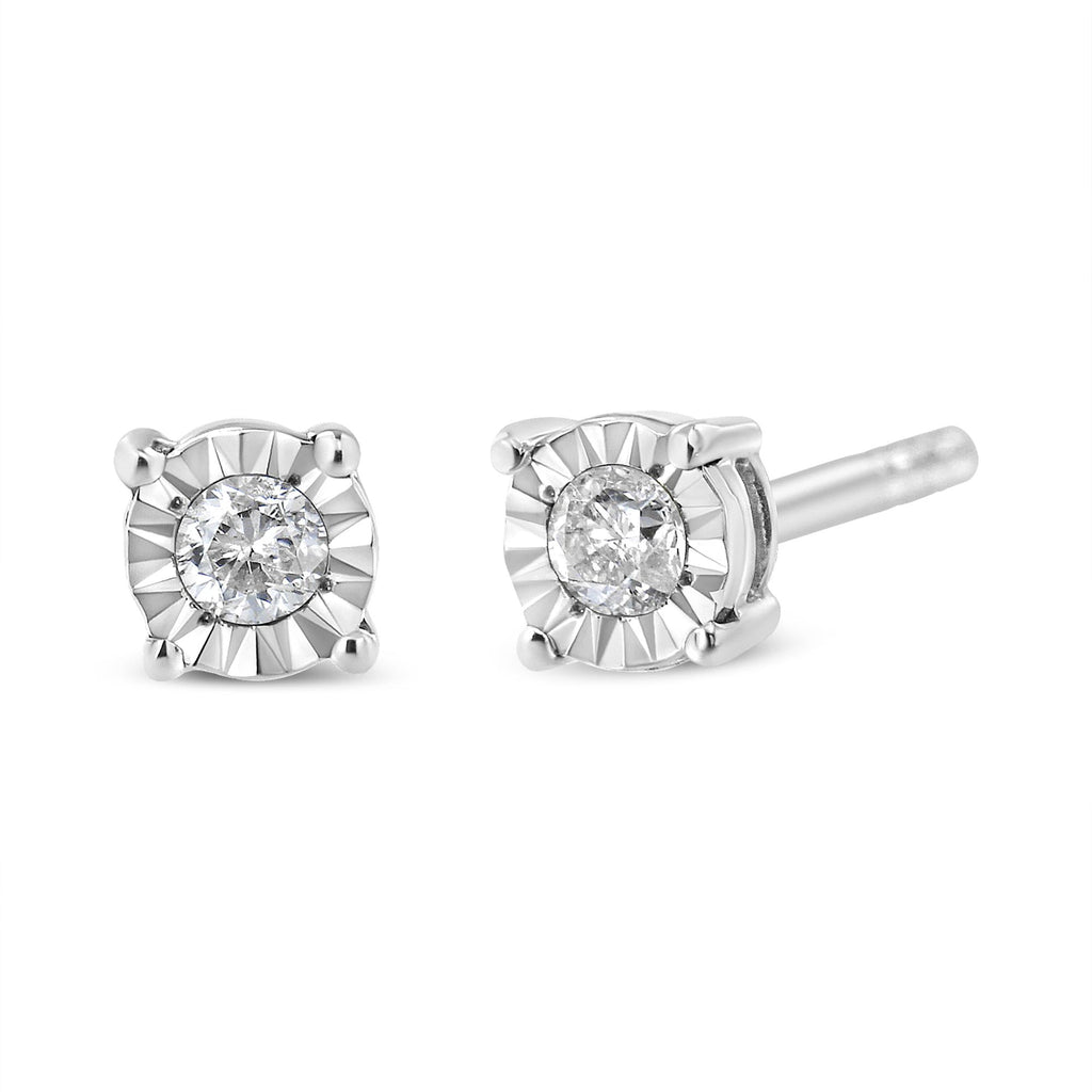 Orecchini a bottone in argento sterling 925 con diamanti taglio brillante rotondo da 1/10 ct - Friggin Jewelry