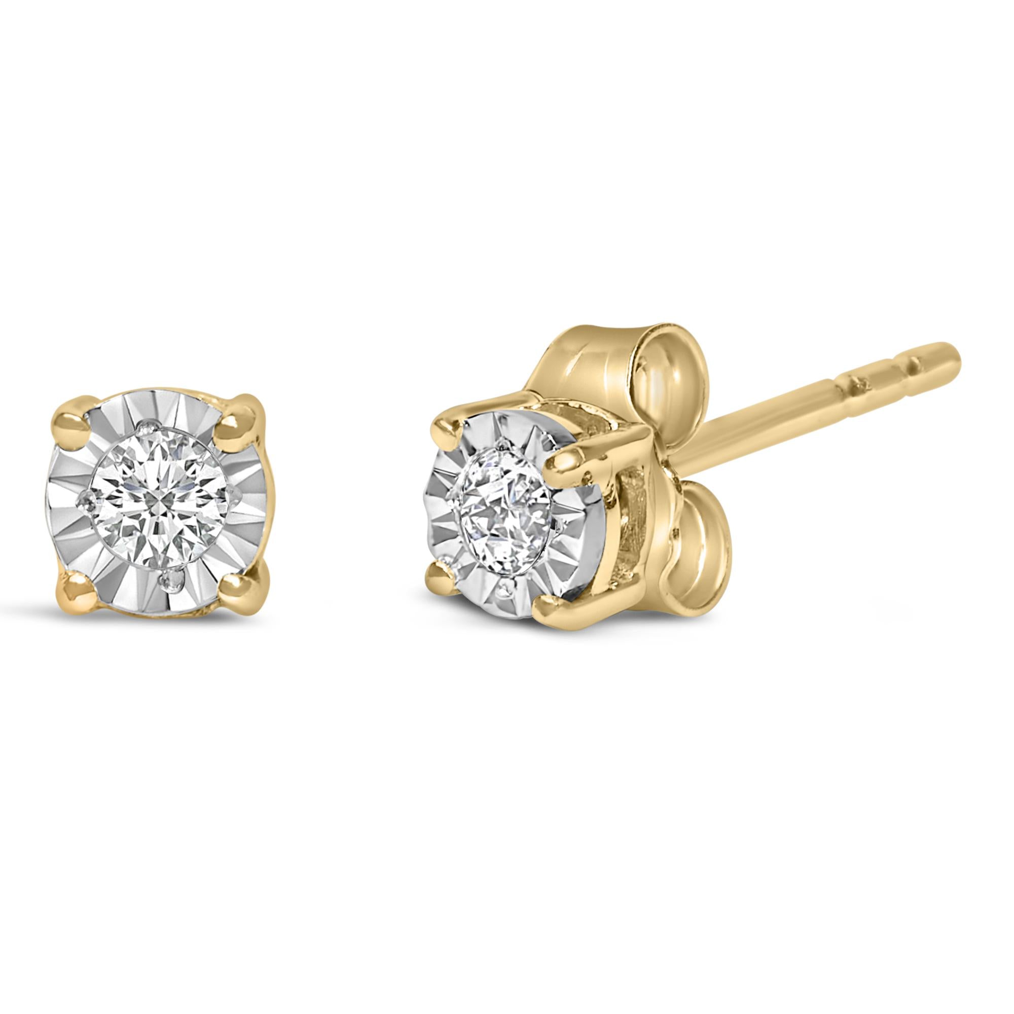 Aretes de plata de ley 925 con diamantes cultivados en laboratorio de talla brillante redonda de 1/10 quilates engastados milagros (color FG, claridad VS1-VS2) - Friggin Jewelry