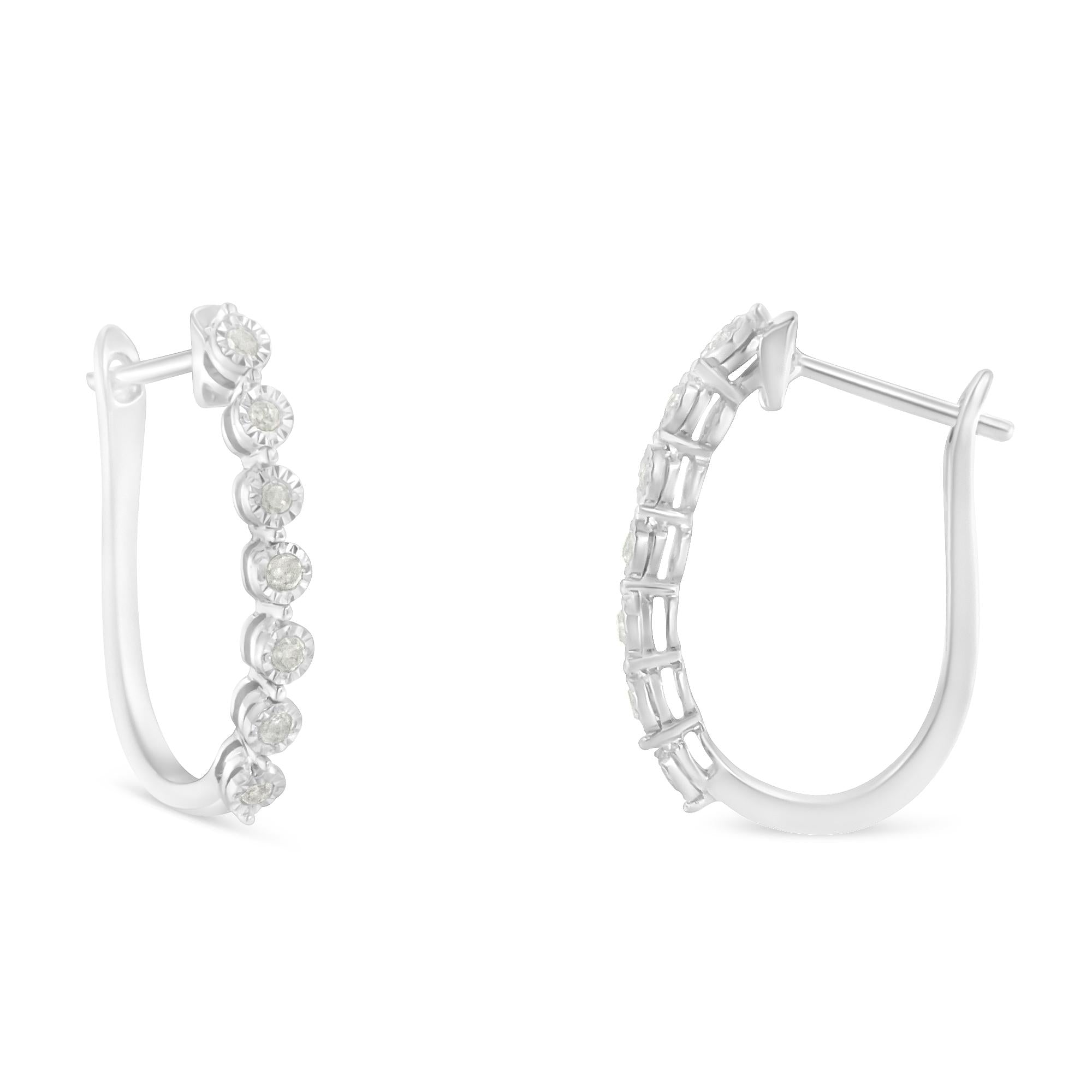 Orecchini a cerchio in argento sterling 925 con 7 diamanti incastonati da 1/2 ct (colore IJ, purezza I3) - Friggin Jewelry