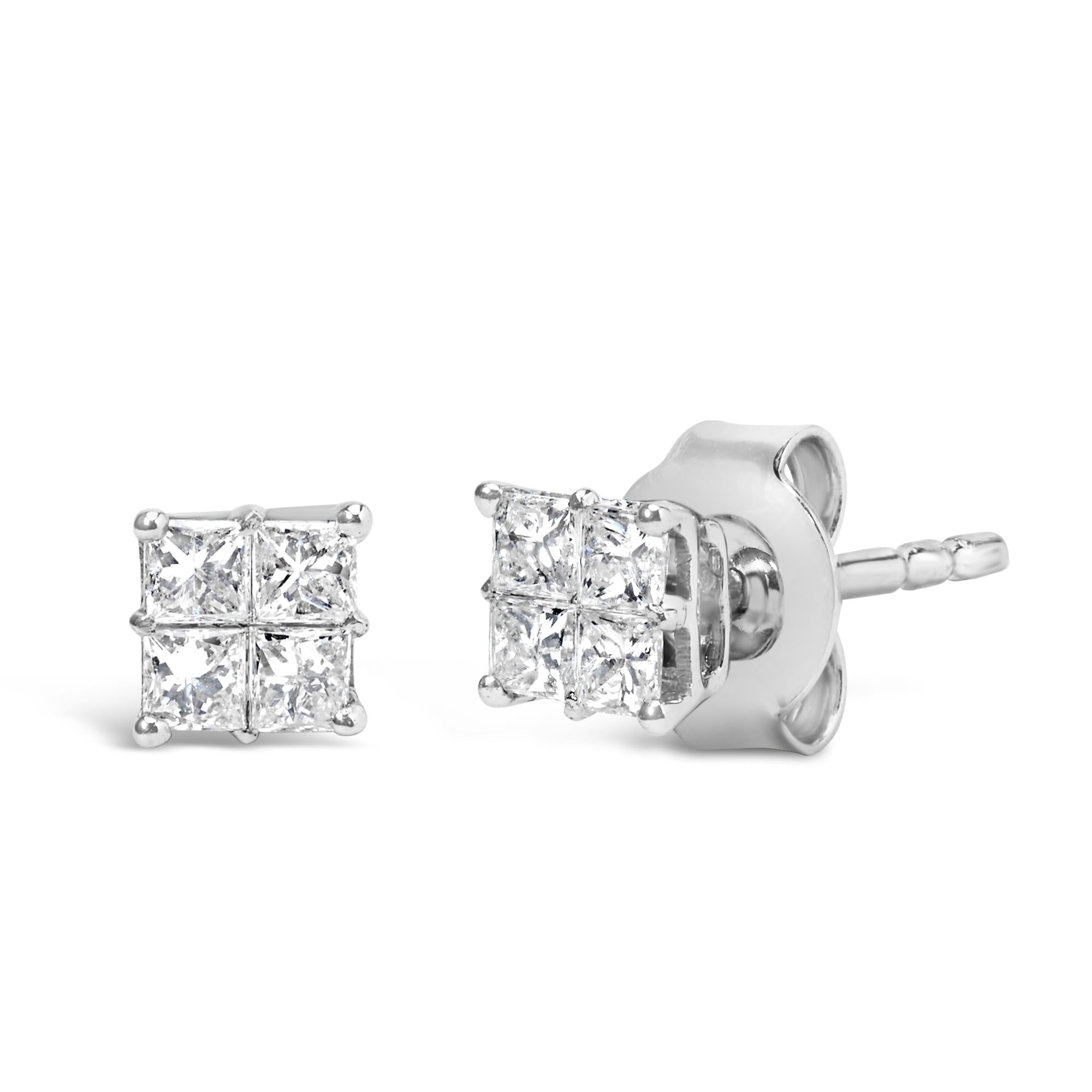 10KT White Gold Diamond Composite Stud Earring (1/4 cttw, H-I Color, I1-I2 Clarity) - Friggin Jewelry