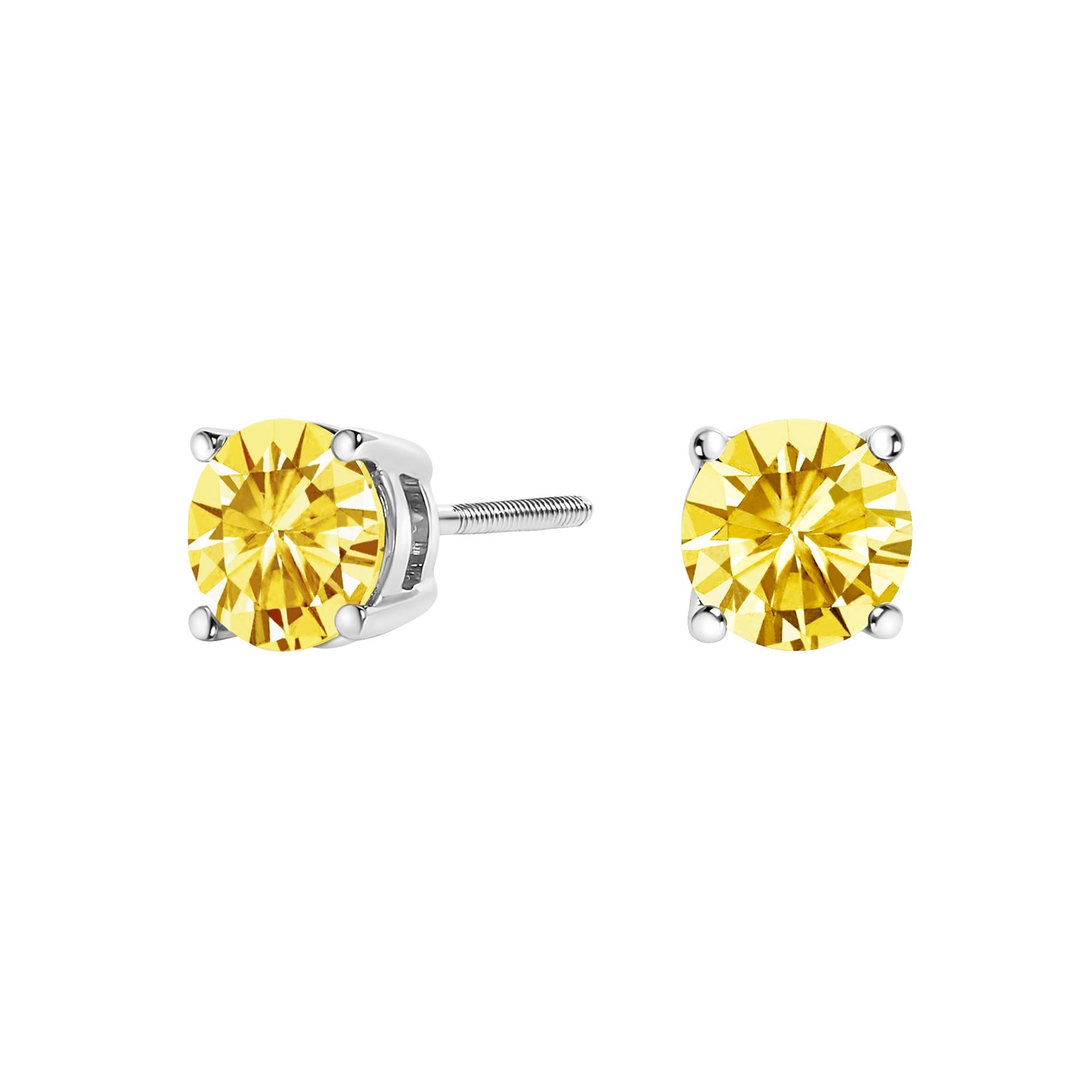 Aretes solitarios de diamantes amarillos cultivados en laboratorio en oro de 14 quilates - Friggin Jewelry