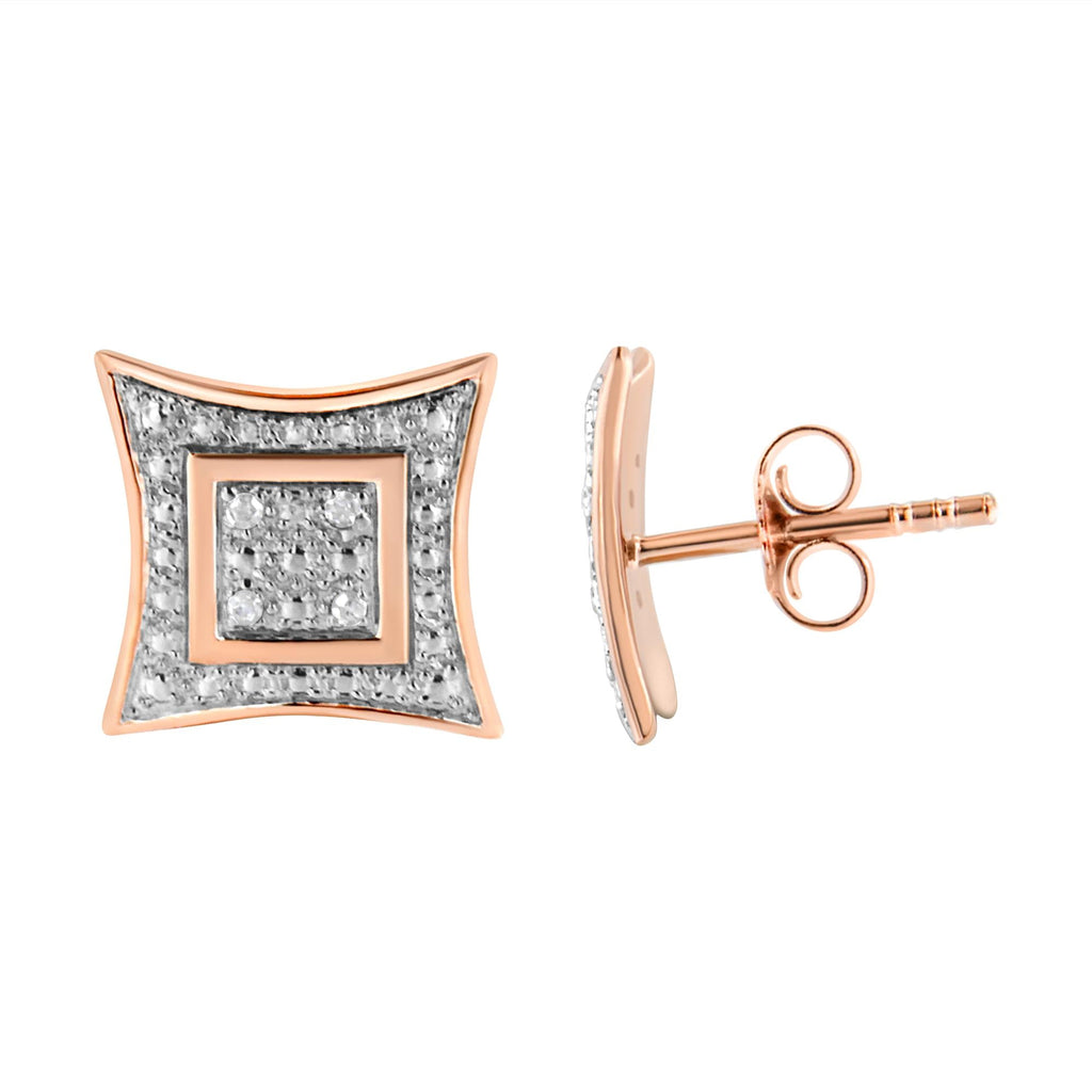 Pendientes de botón de plata de ley 925 con halo de estrella de cuatro puntas y detalles de diamantes (color HI, claridad I2-I3) - Friggin Jewelry
