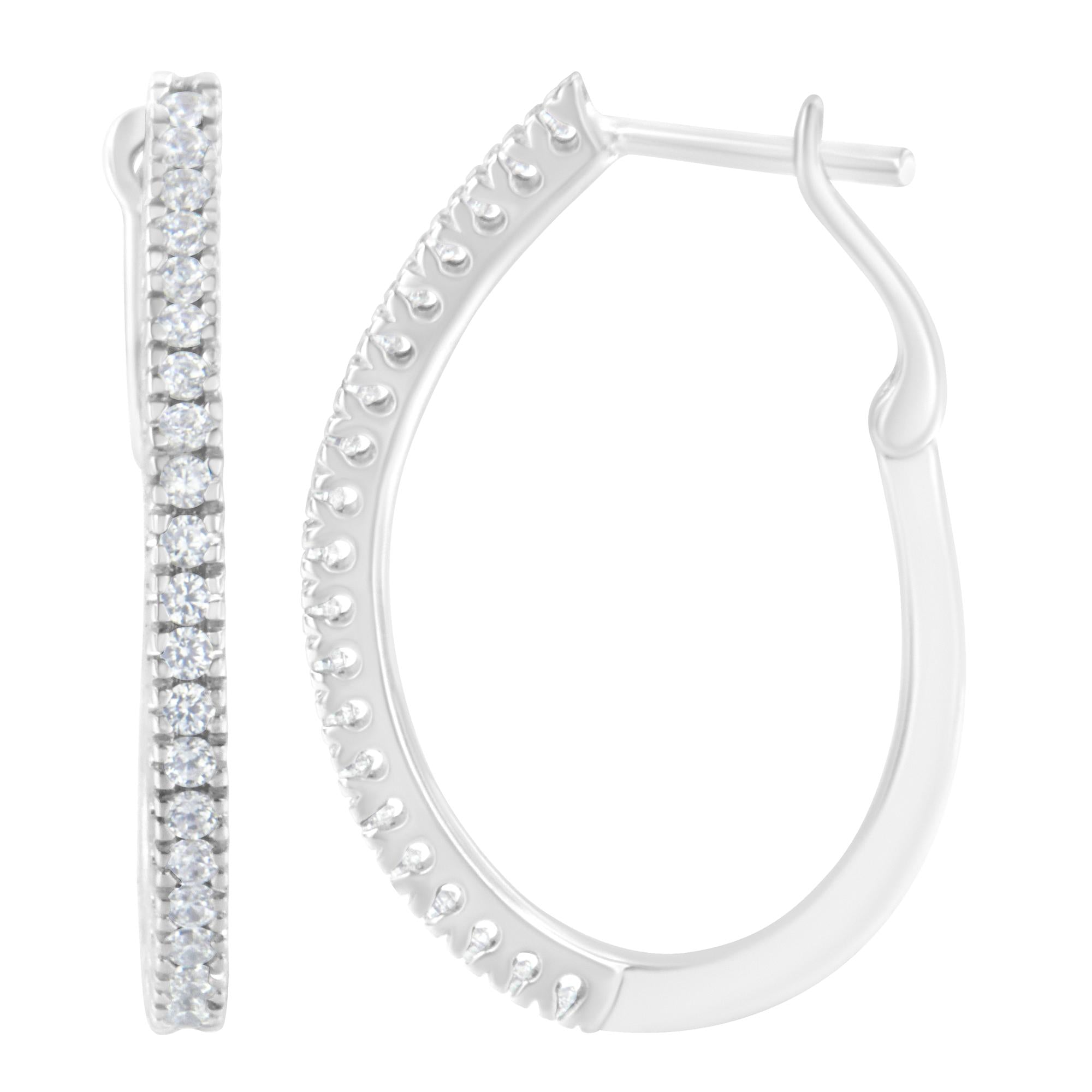Orecchini a cerchio in oro bianco 10 carati con diamanti da 1/2 carati (IJ, I2-I3) - Friggin Jewelry