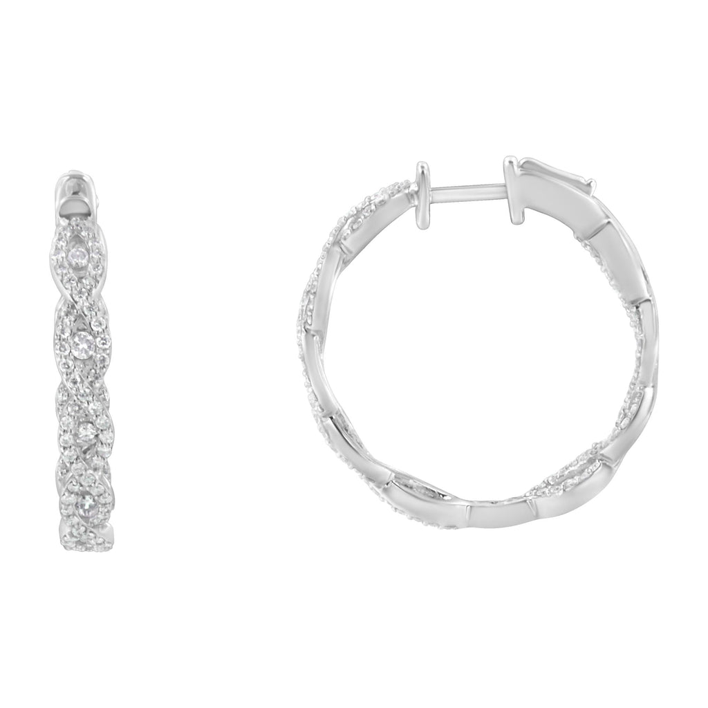Aros de diamantes en oro blanco de 10 quilates (1 1/2 ct, color HI, claridad I1-I2) - Friggin Jewelry