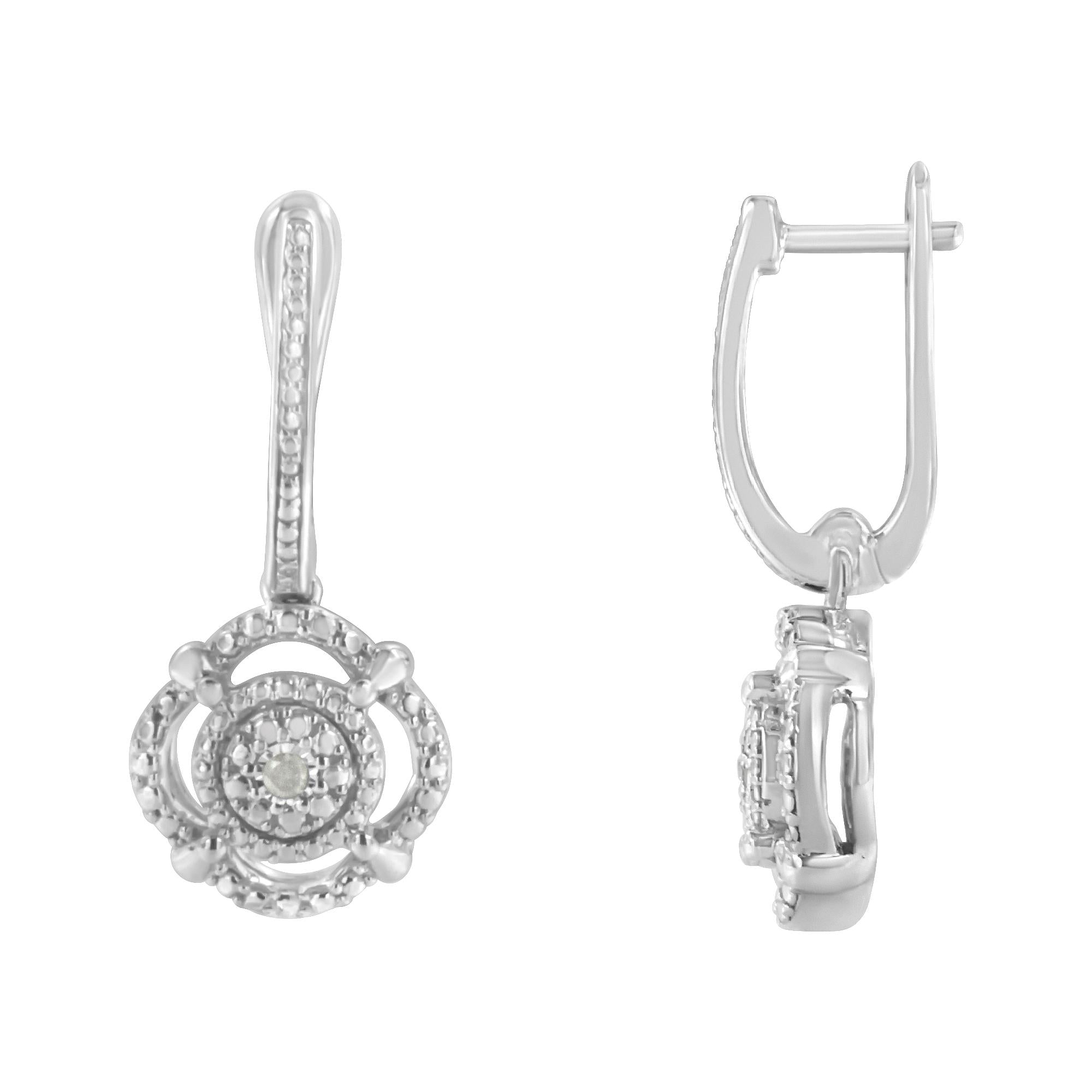 Pendientes colgantes de plata de ley 925 con detalles de diamantes engastados milagros (color IJ, claridad I3) - Friggin Jewelry