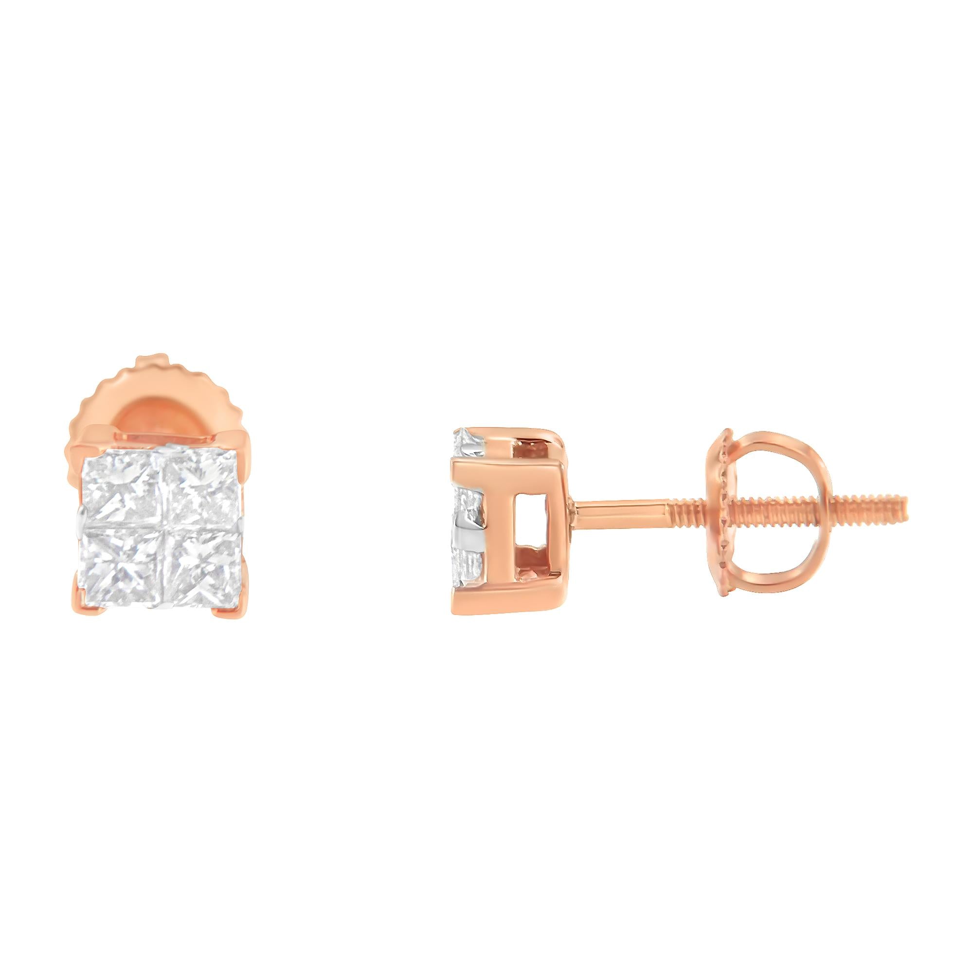 10K Gold Princess Diamond Composite Stud Earring (1/2 cttw, I-J Color, I1-I2 Clarity) - Friggin Jewelry