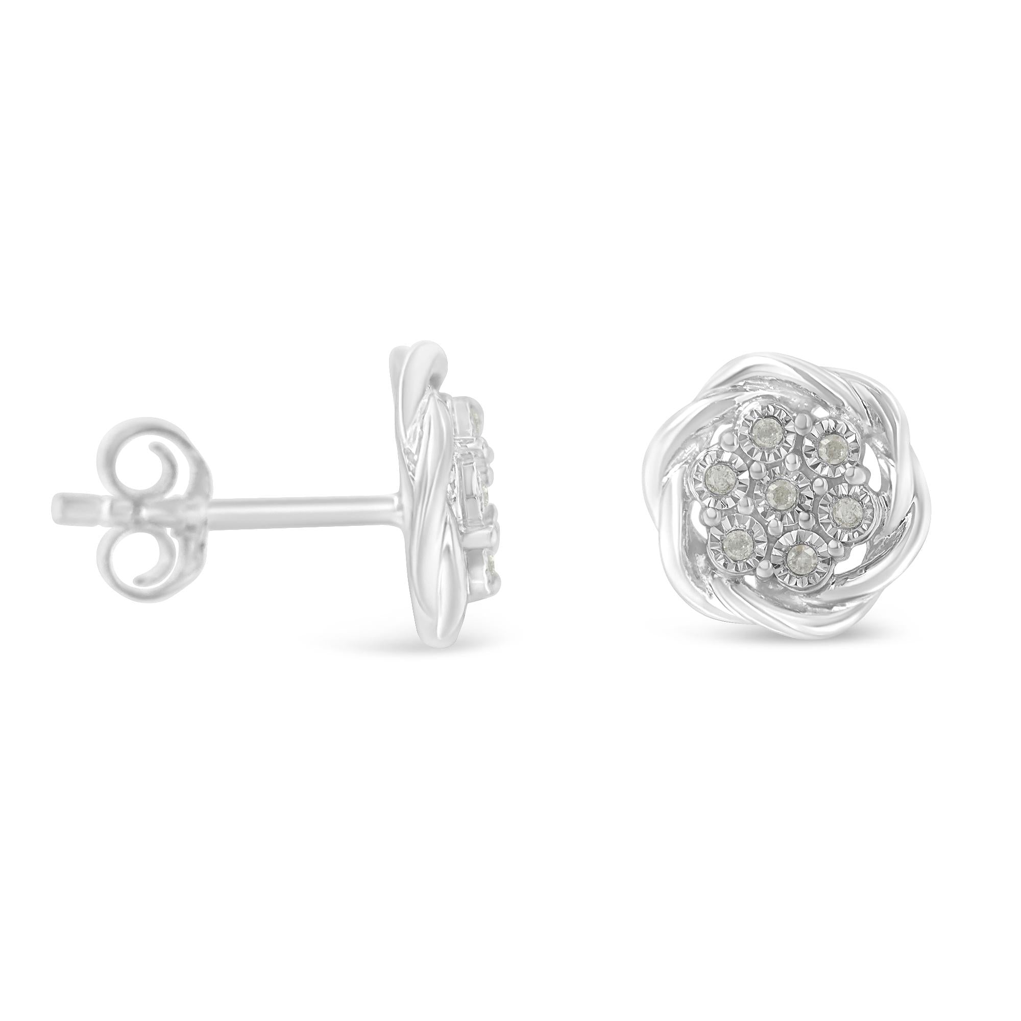 Aretes de plata de ley con diamantes en racimo (1/6 ct, color IJ, claridad I2-I3) - Friggin Jewelry