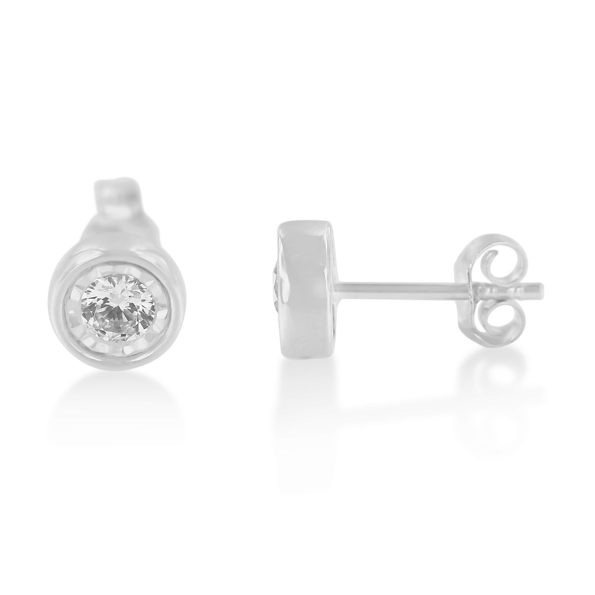 Aretes florales de diamantes en oro blanco de 10 quilates (3/8 ct, color IJ, claridad I2-I3) - Friggin Jewelry