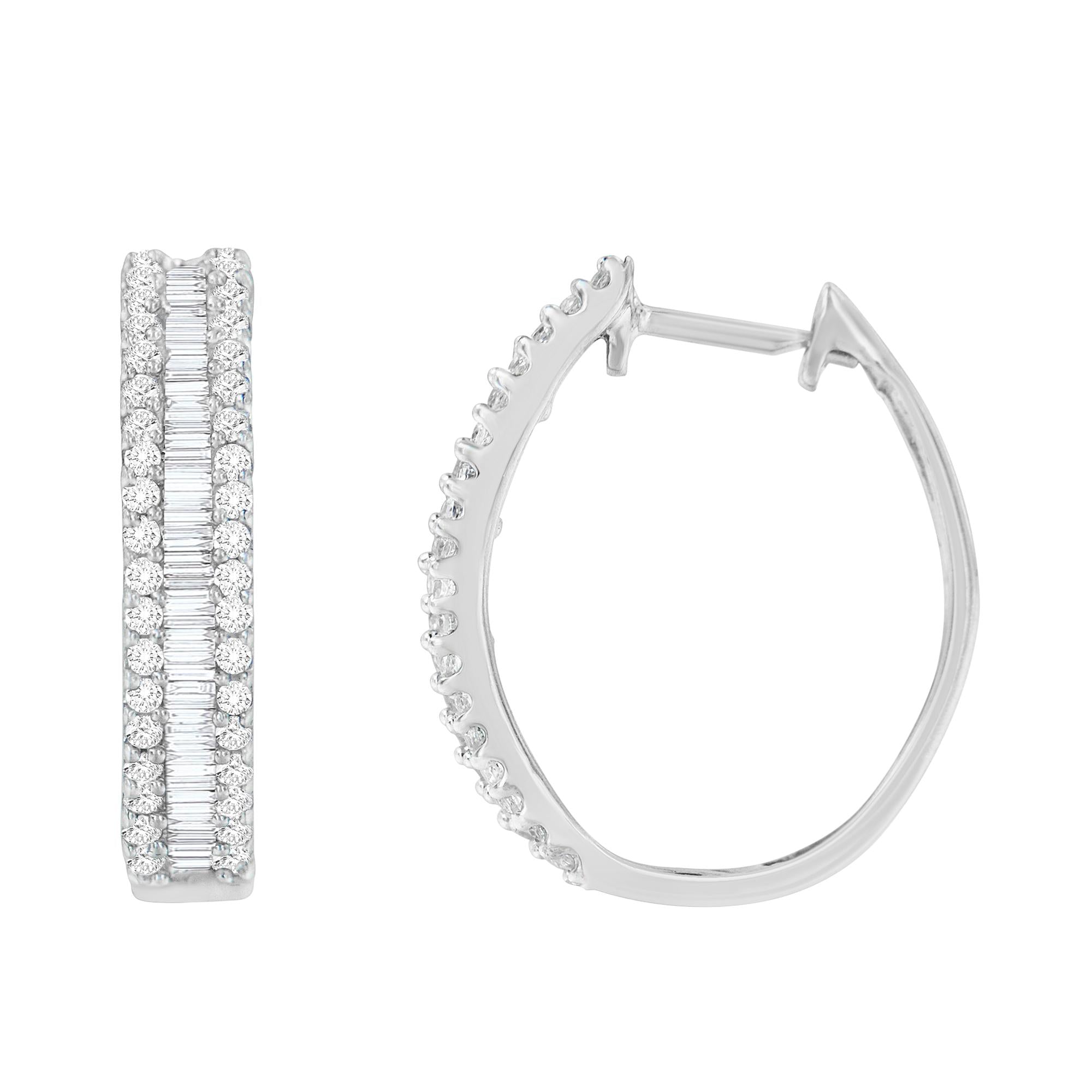 10K White Gold Diamond Hoop Earrings (3/4 cttw, I-J Color, I2-I3 Clarity) - Friggin Jewelry