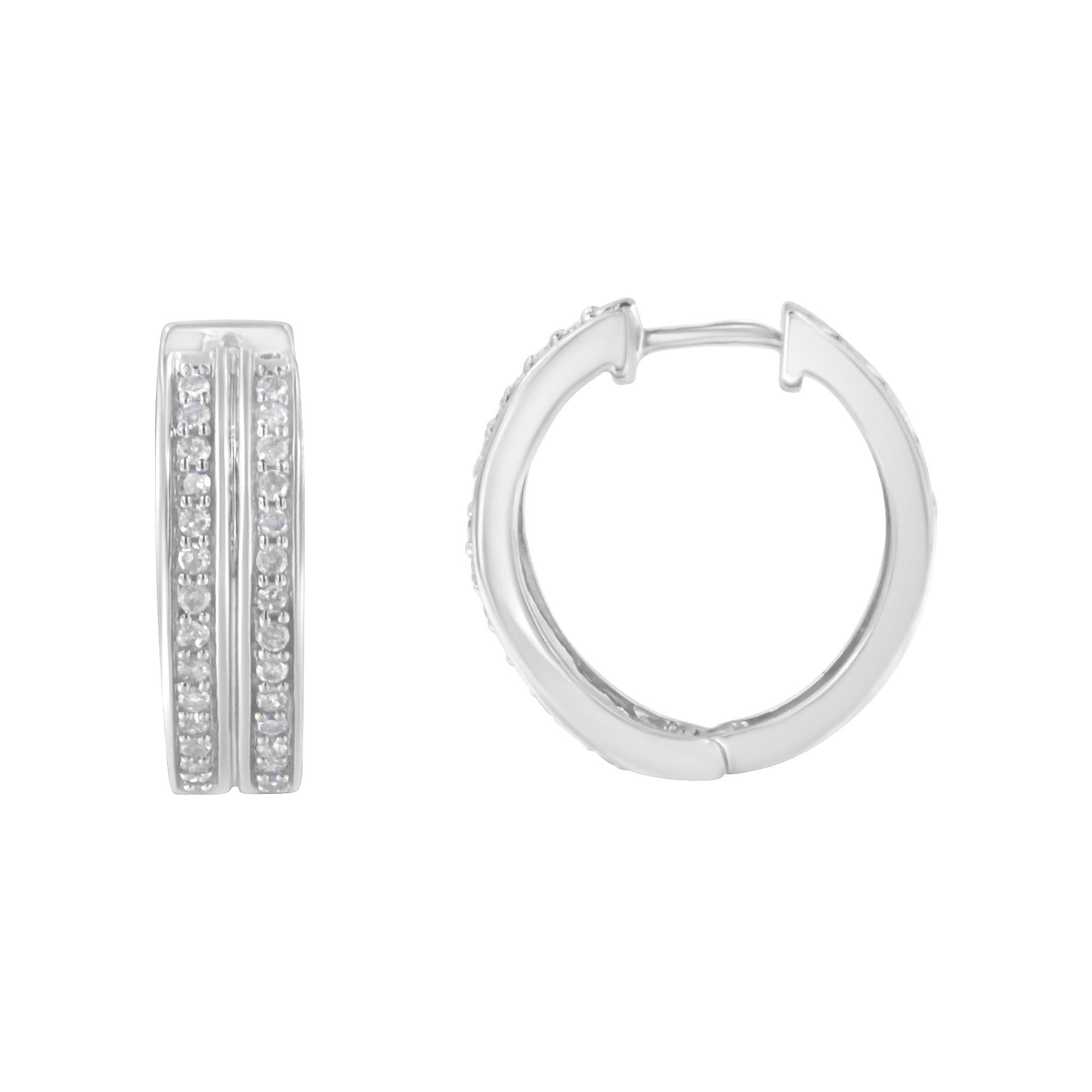 Orecchini a cerchio in oro bianco 10 carati con diamanti (1/2 carato, colore IJ, purezza I2-I3) - Friggin Jewelry