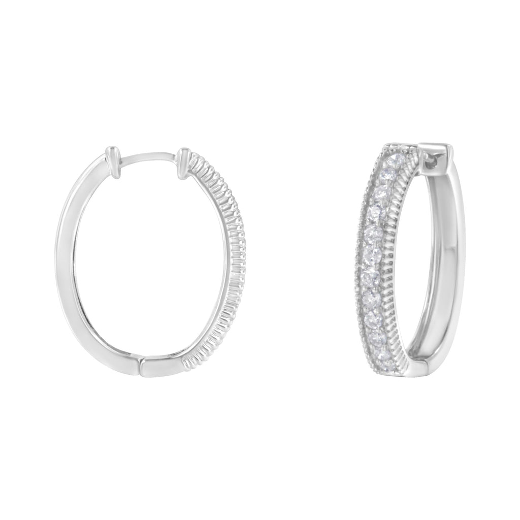 Aros de diamantes en oro blanco de 10 quilates (1,00 ct, color HI, claridad I1-I2) - Friggin Jewelry