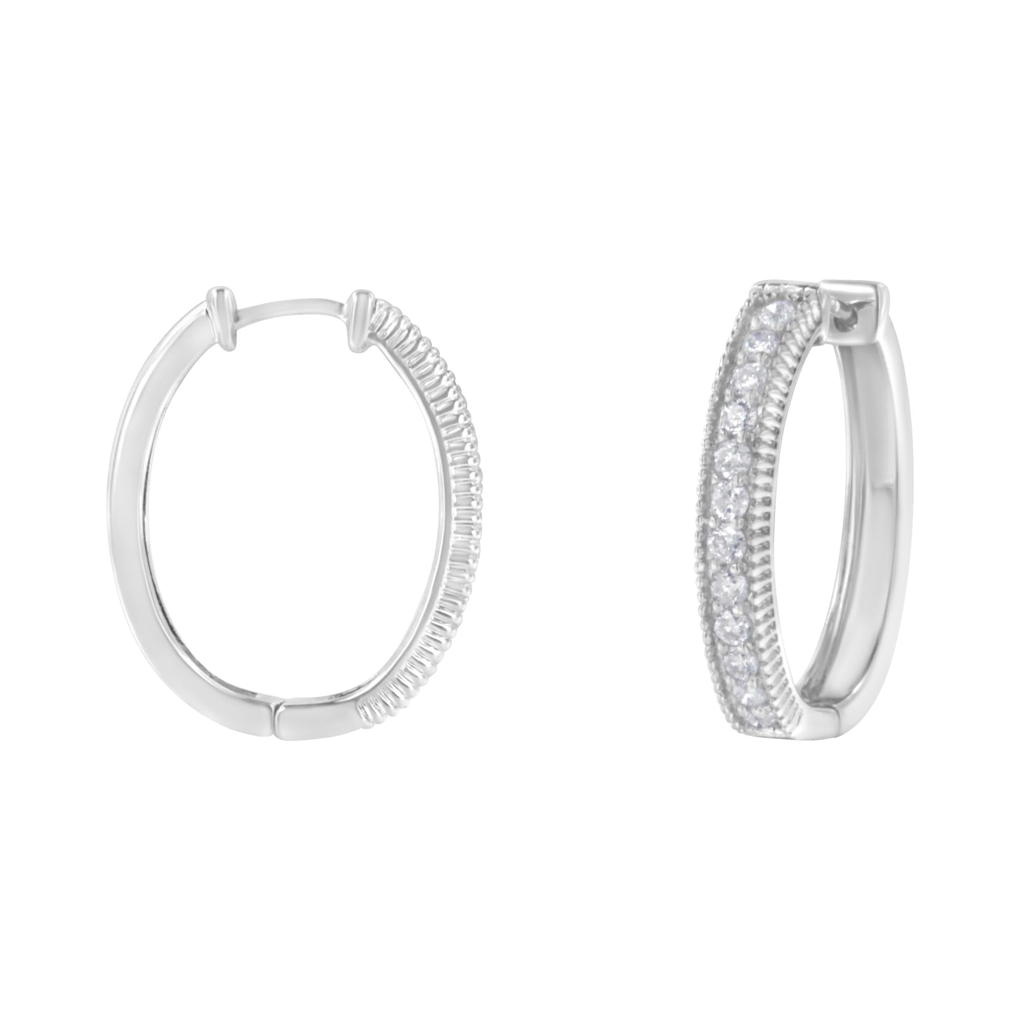 Aros de diamantes en oro blanco de 10 quilates (1,00 ct, color HI, claridad I1-I2) - Friggin Jewelry