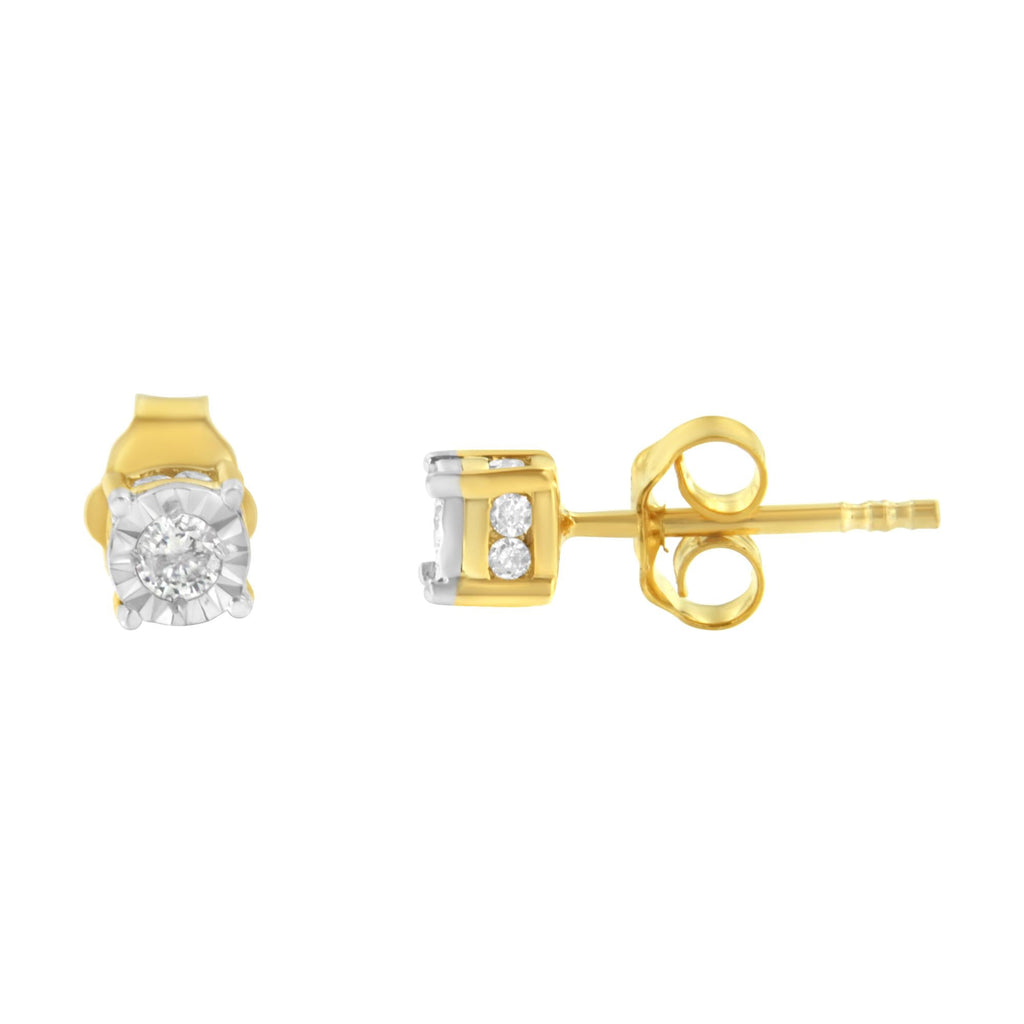 Pendiente de botón con diamantes en plata de ley bañada en amarillo (1/4 ct, color IJ, claridad I2-I3) - Friggin Jewelry