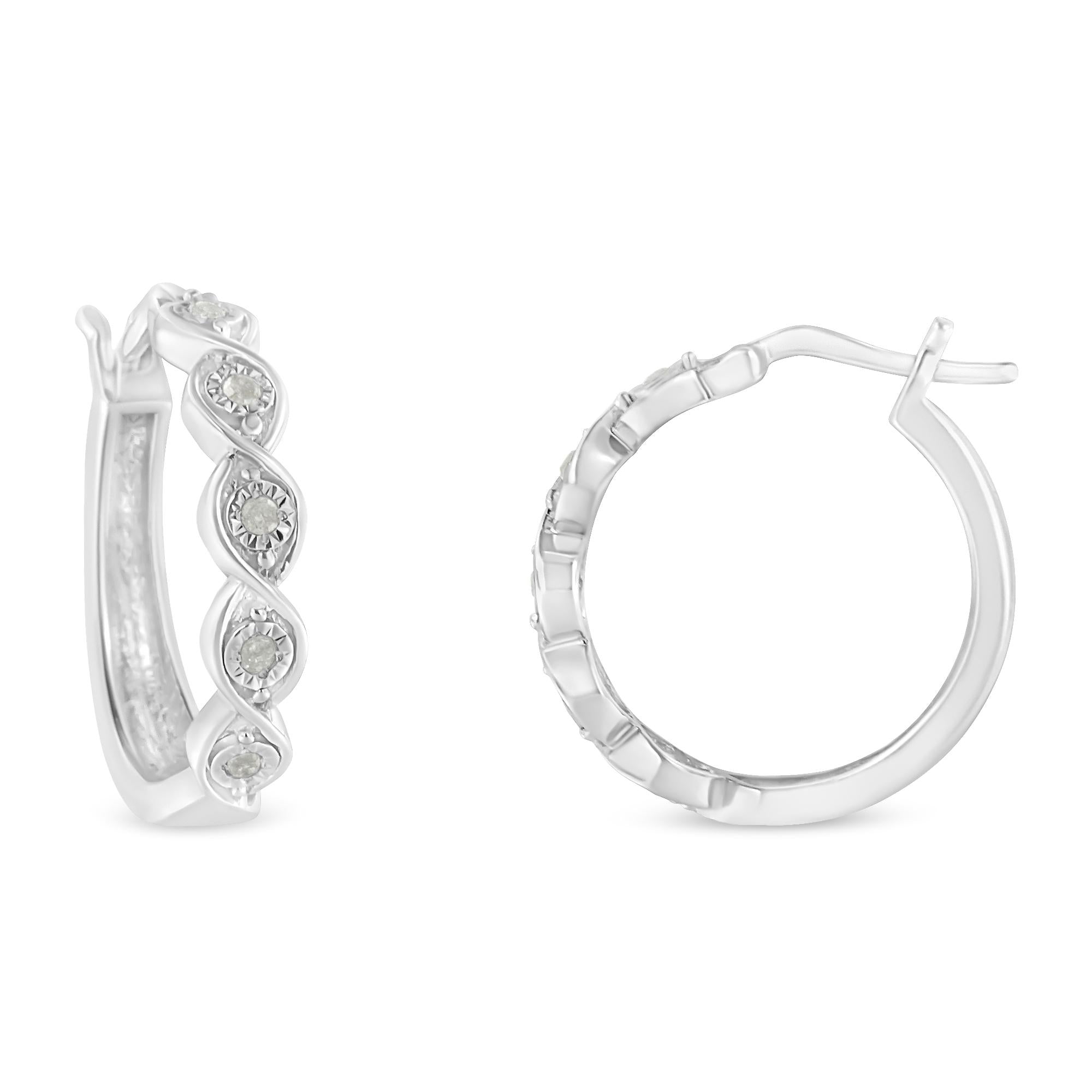 Orecchini a cerchio con vortice infinito di diamanti incastonati in argento sterling 925 da 1/10 ct (colore IJ, purezza I3) - Friggin Jewelry