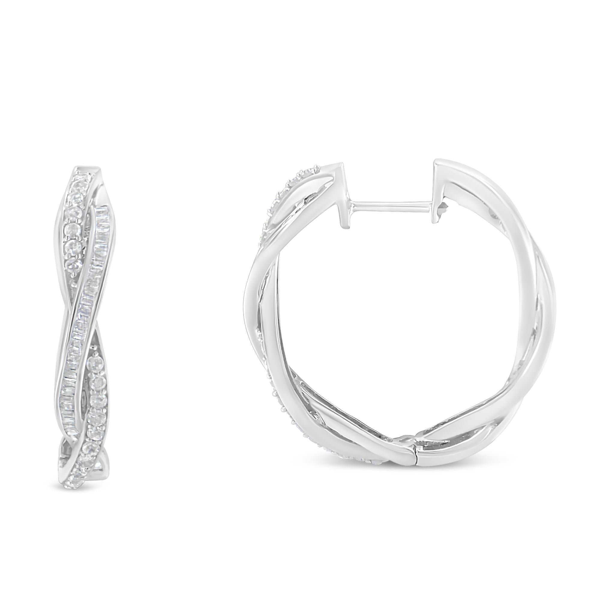 Orecchini a cerchio in argento sterling con diamanti (0,75 carati, colore IJ, purezza I2-I3) - Friggin Jewelry