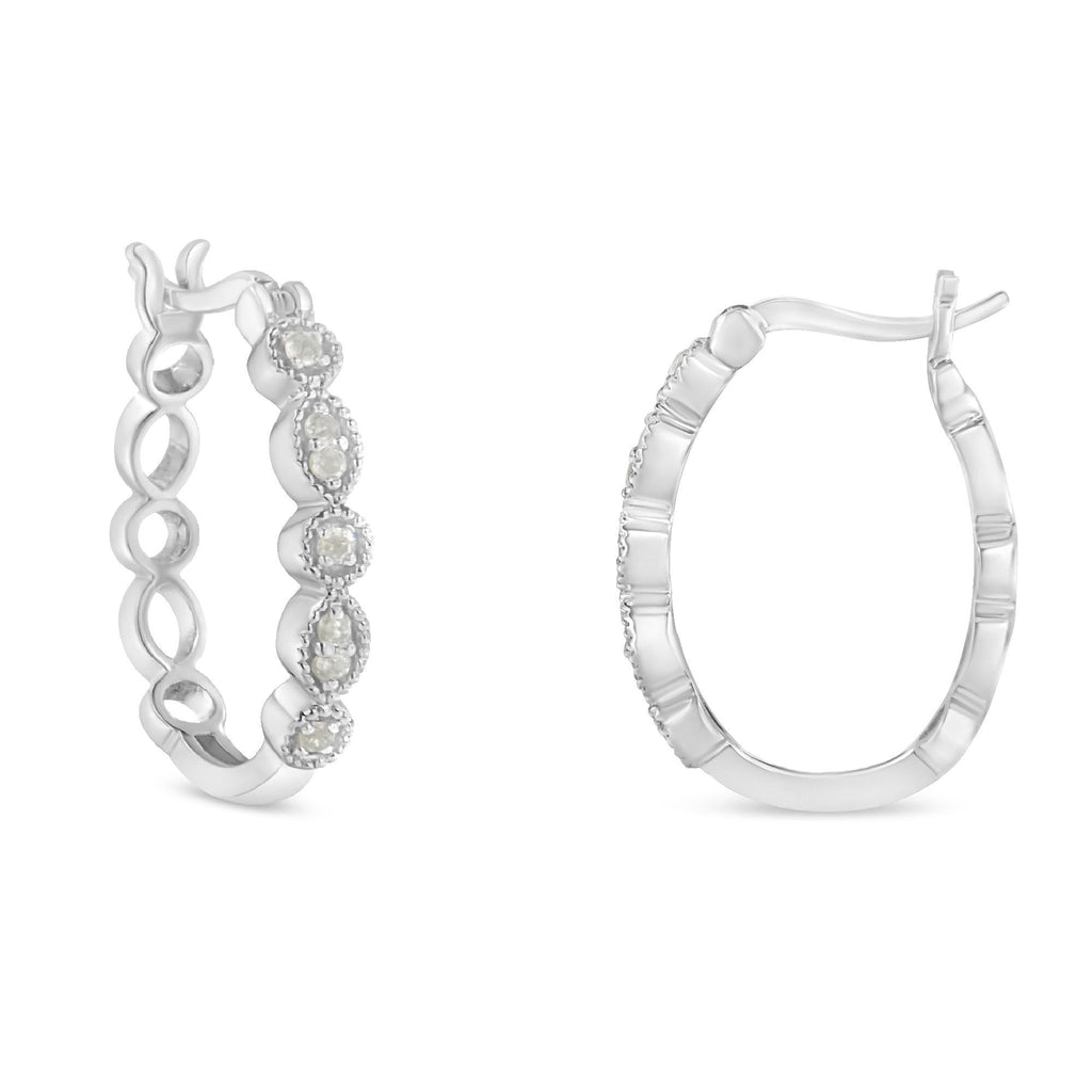 Aro de plata de ley 925 con diamantes milgrain de 1/6 ct (color IJ, claridad I3) - Friggin Jewelry