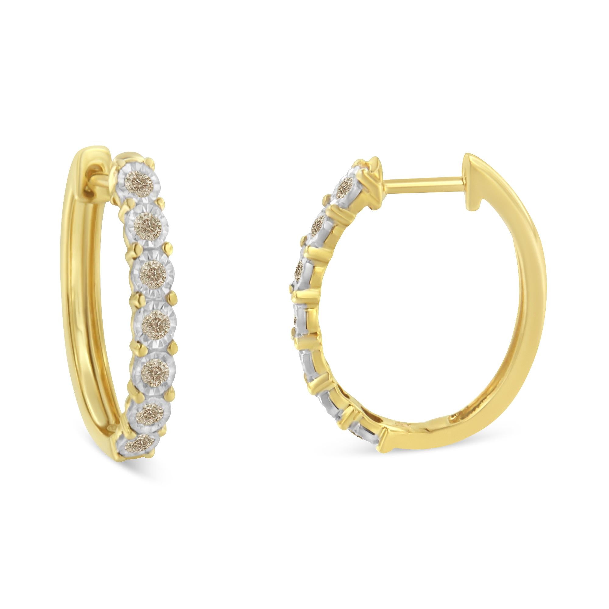 Orecchini a cerchio in oro bicolore 10 carati con diamanti (1/2 carati, colore JK, purezza I2-I3) - Friggin Jewelry