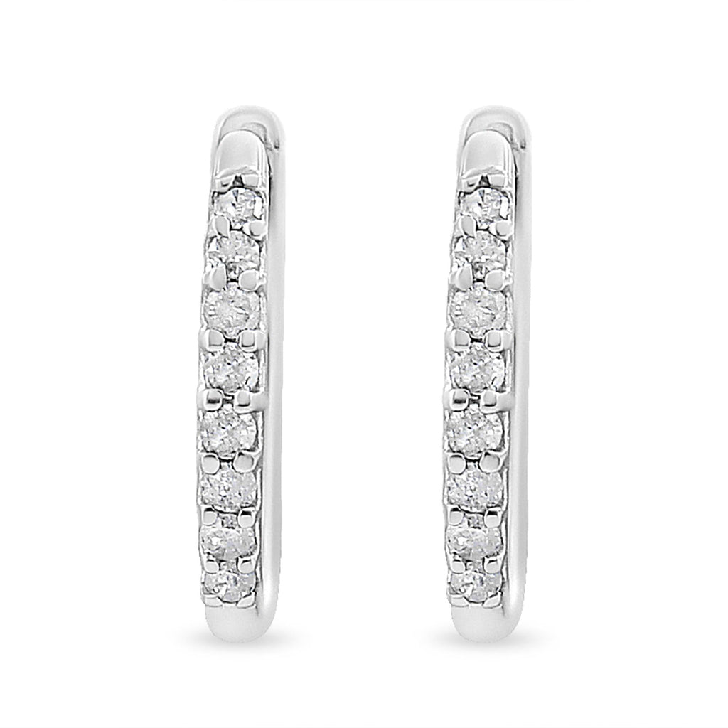10K White Gold 1/5 Cttw Round-Cut Diamond Modern Hoop Earrings (I-J Color, I3 Clarity - Friggin Jewelry